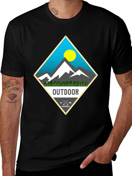 Outdoor Adventure Graphic Tee - Mens Black T-Shirt