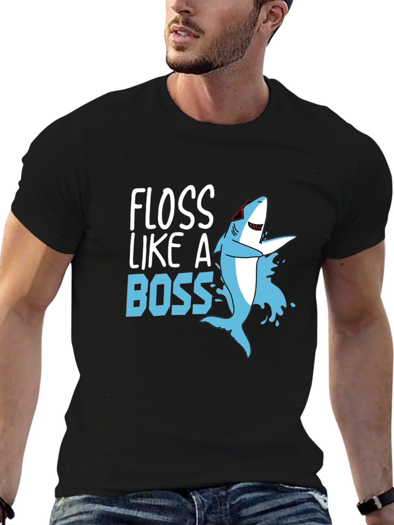 Floss Like A Boss Shark Graphic T-Shirt