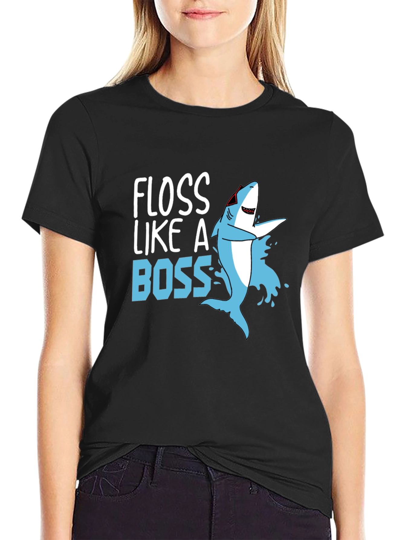 Floss Like A Boss Shark Graphic T-Shirt