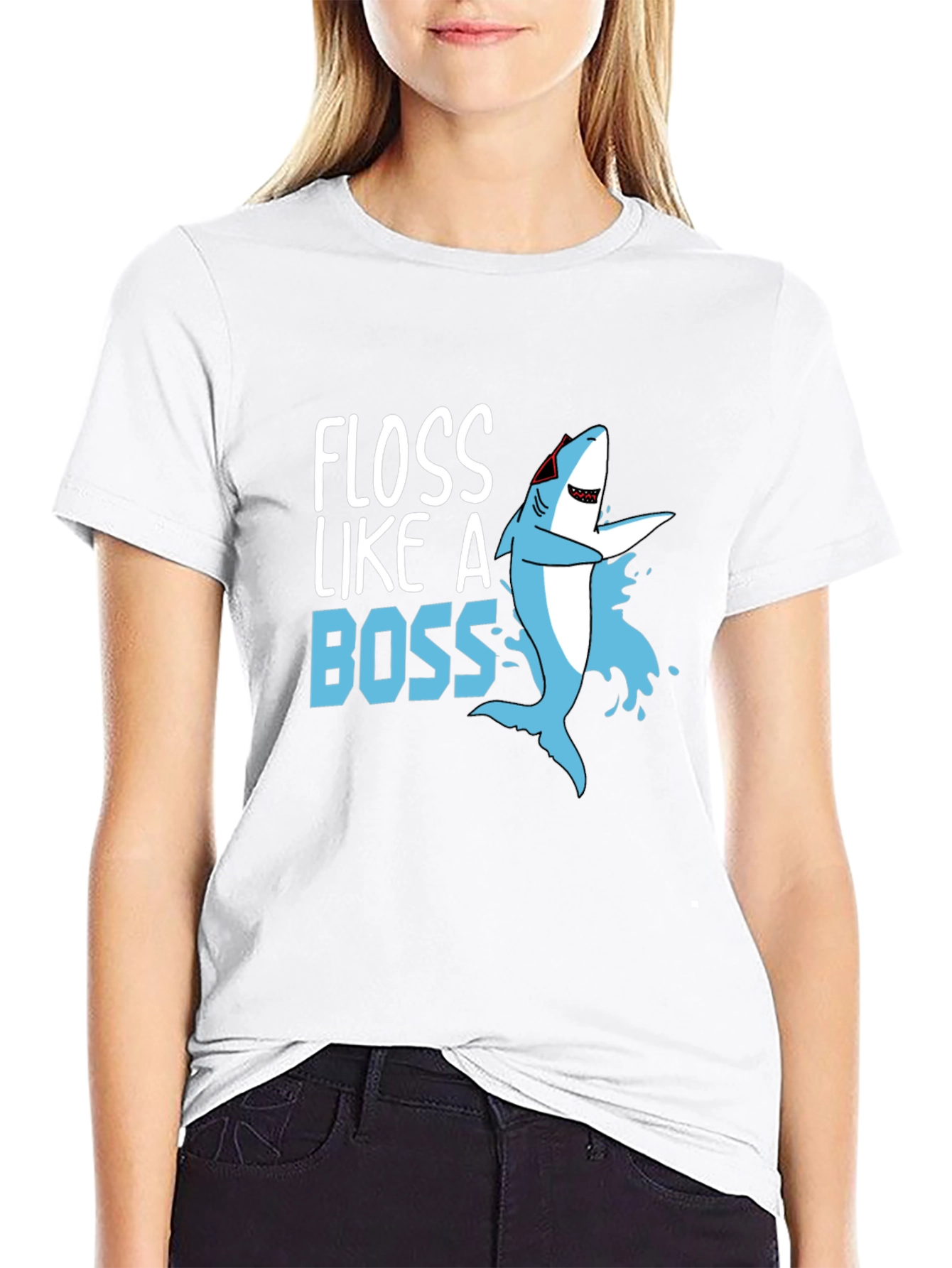 Floss Like A Boss Shark Graphic T-Shirt
