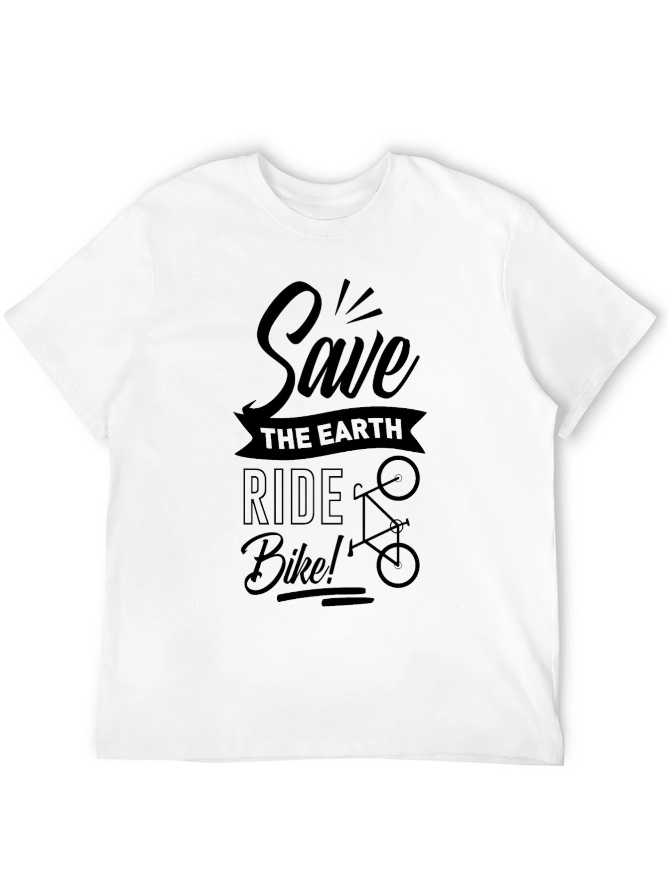 Save the Earth Ride Bike Black Graphic T-Shirt