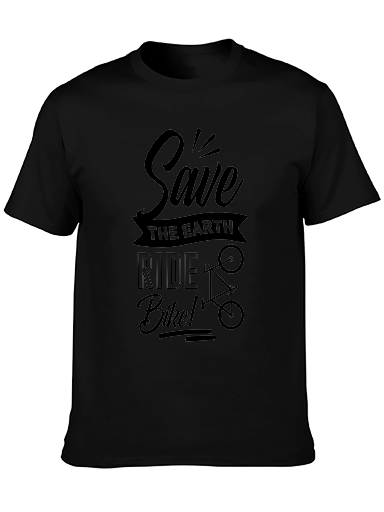 Save the Earth Ride Bike Black Graphic T-Shirt