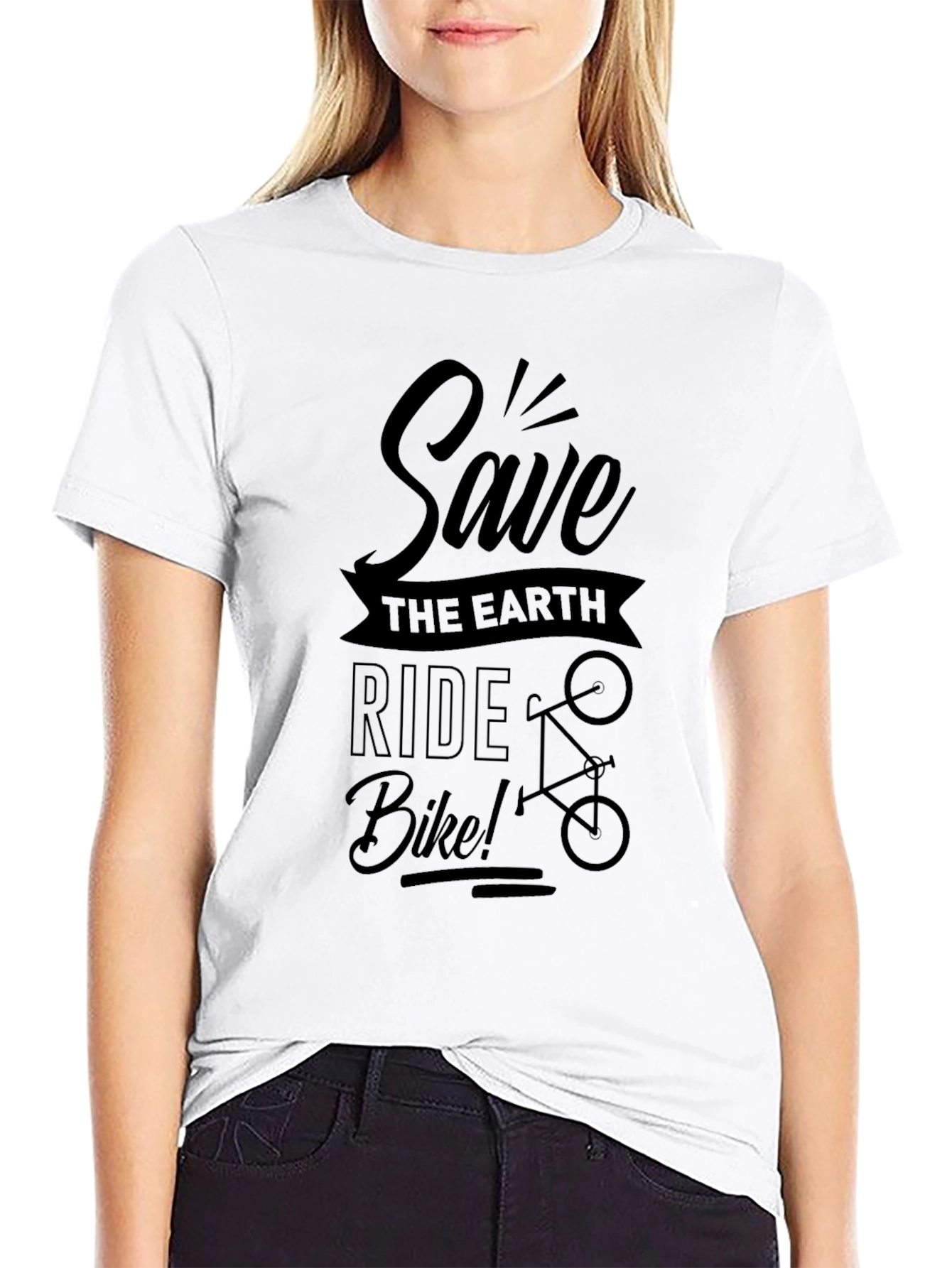 Save the Earth Ride Bike Black Graphic T-Shirt