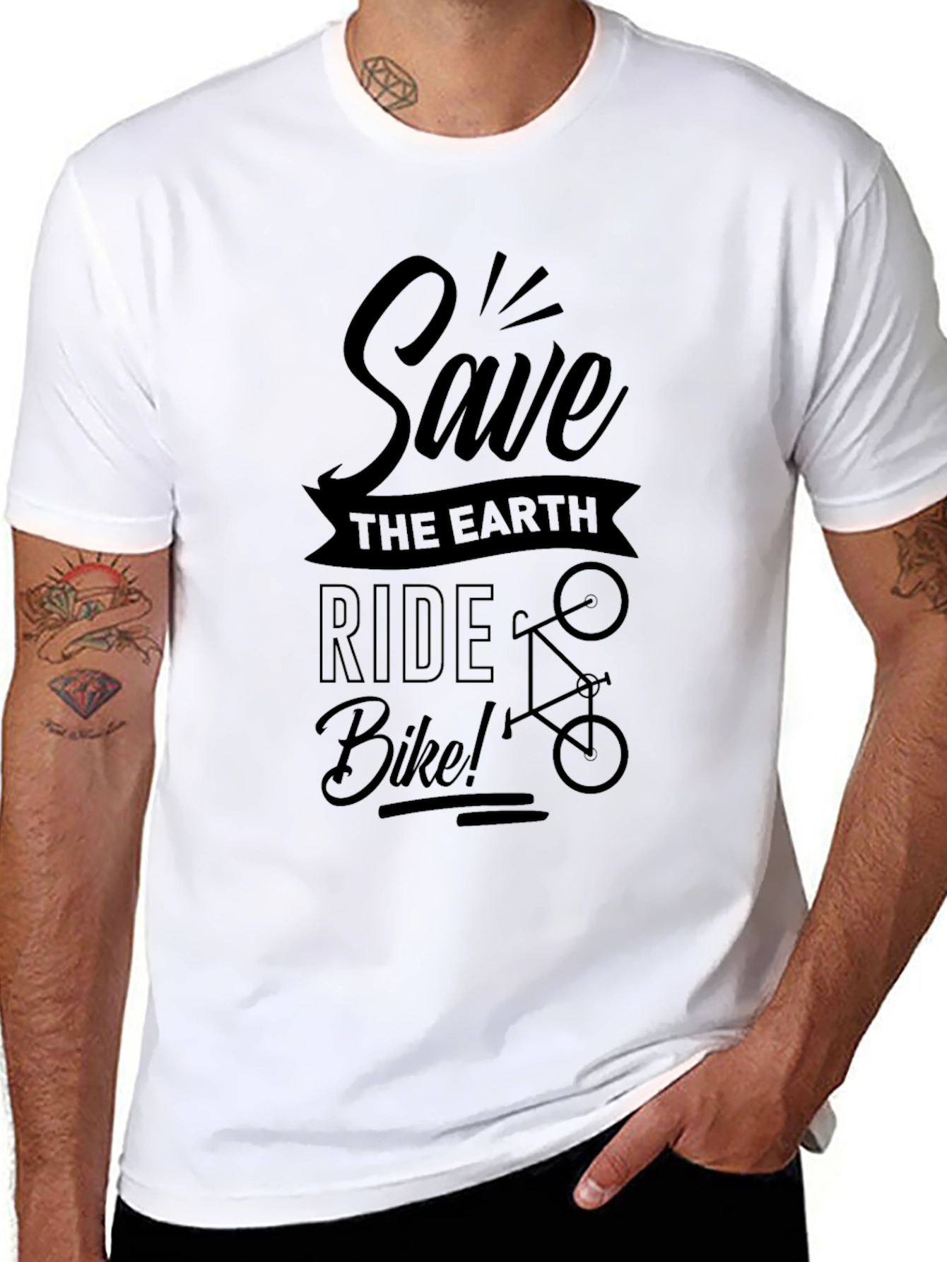 Save the Earth Ride Bike Black Graphic T-Shirt