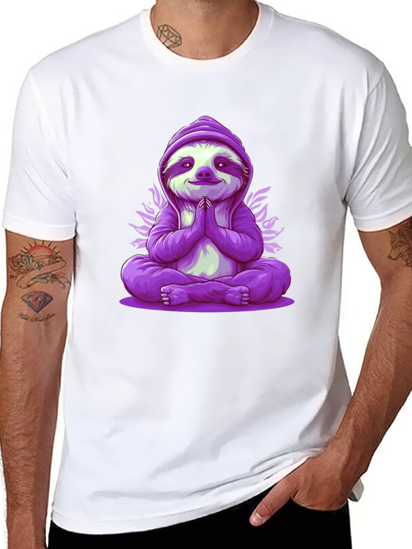 Meditating Sloth Graphic Tee - Relaxed Fit
