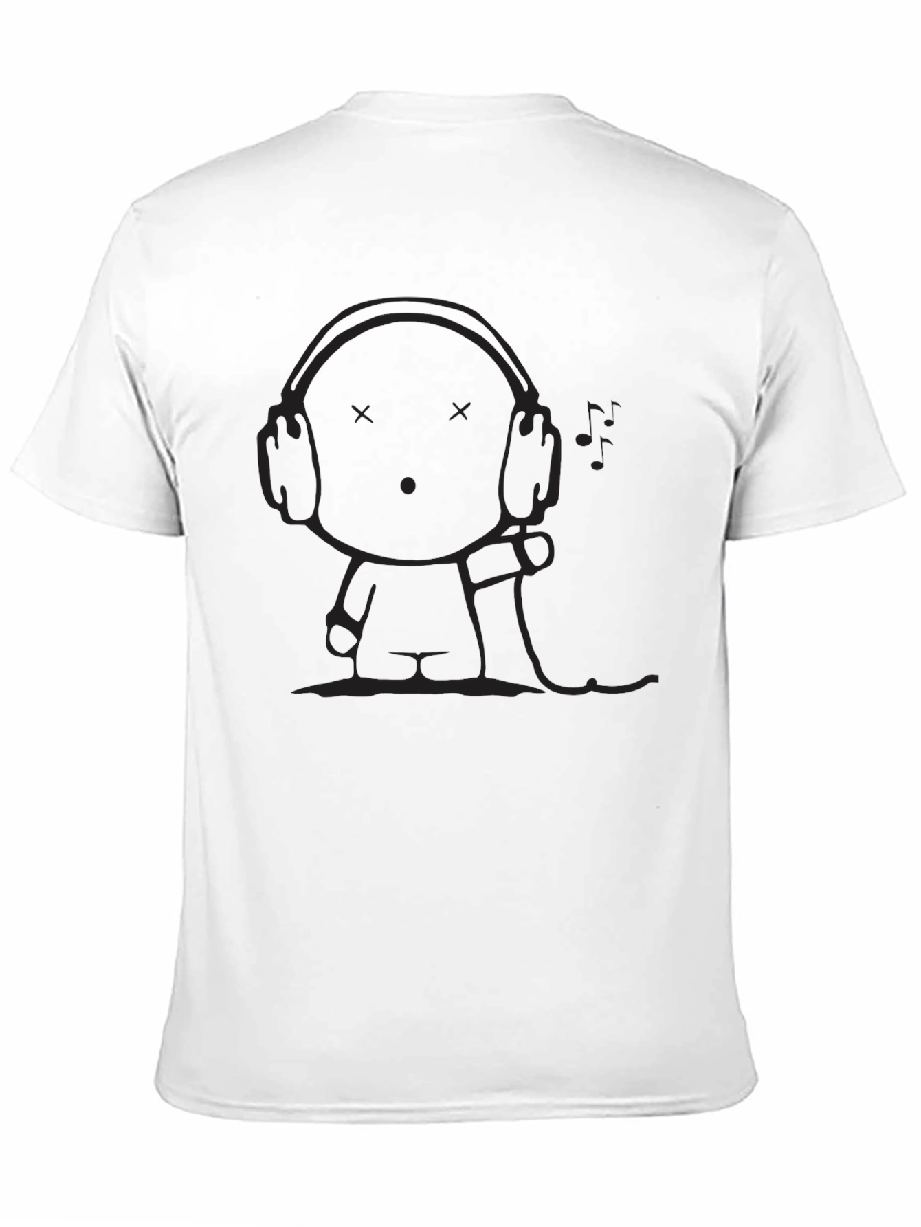 Mens Black T-Shirt - Cartoon Headphone Graphic