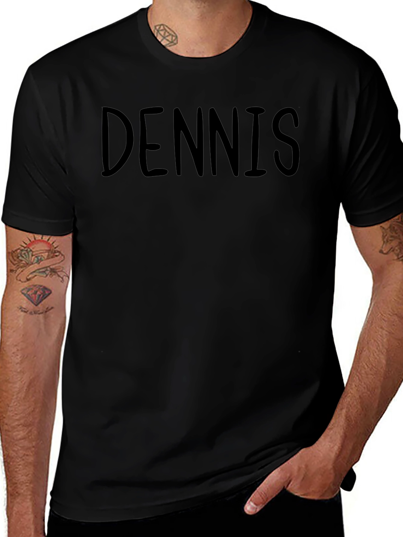 DENNIS Bold Text Crew Neck T-Shirt