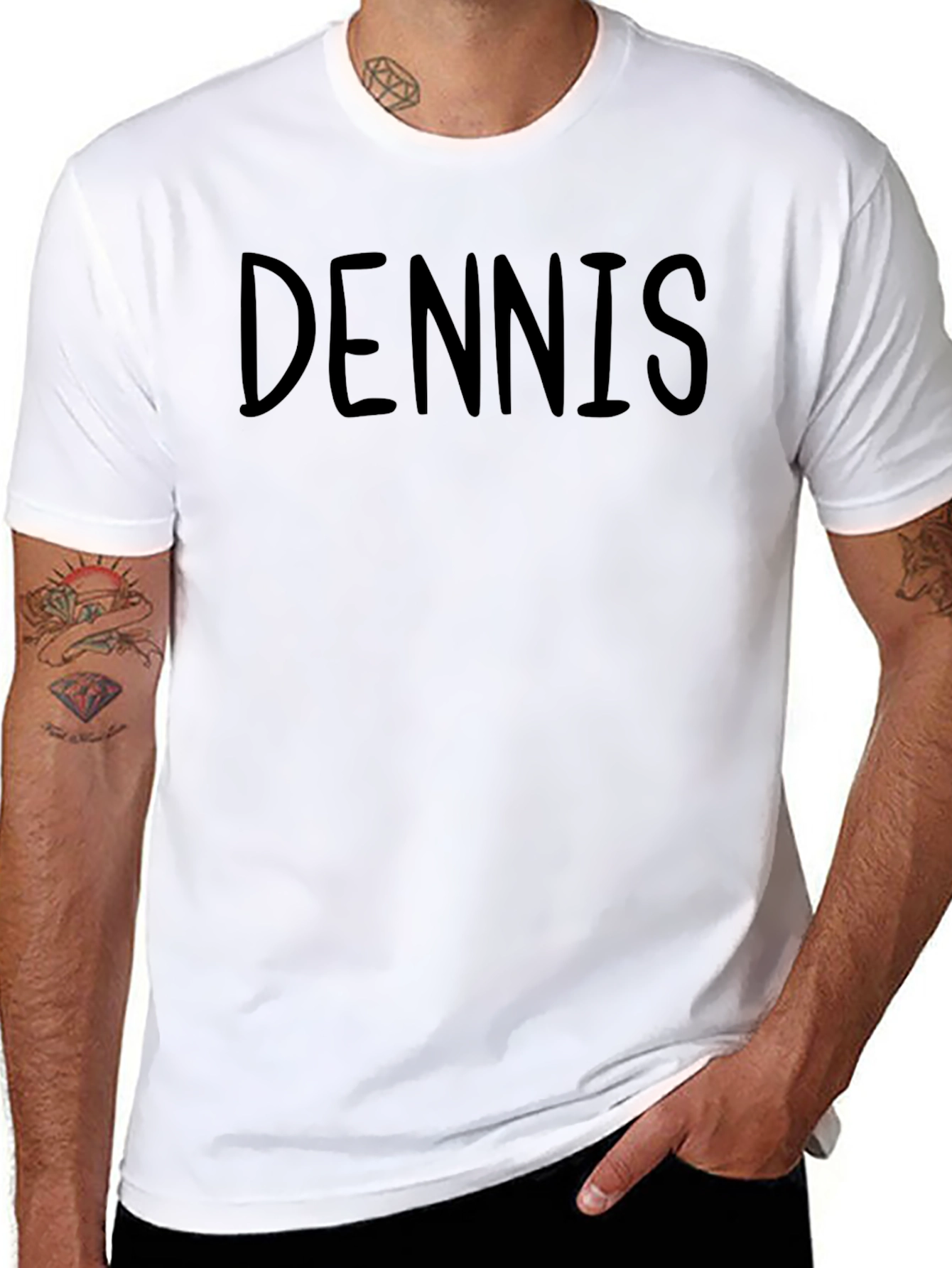 DENNIS Bold Text Crew Neck T-Shirt