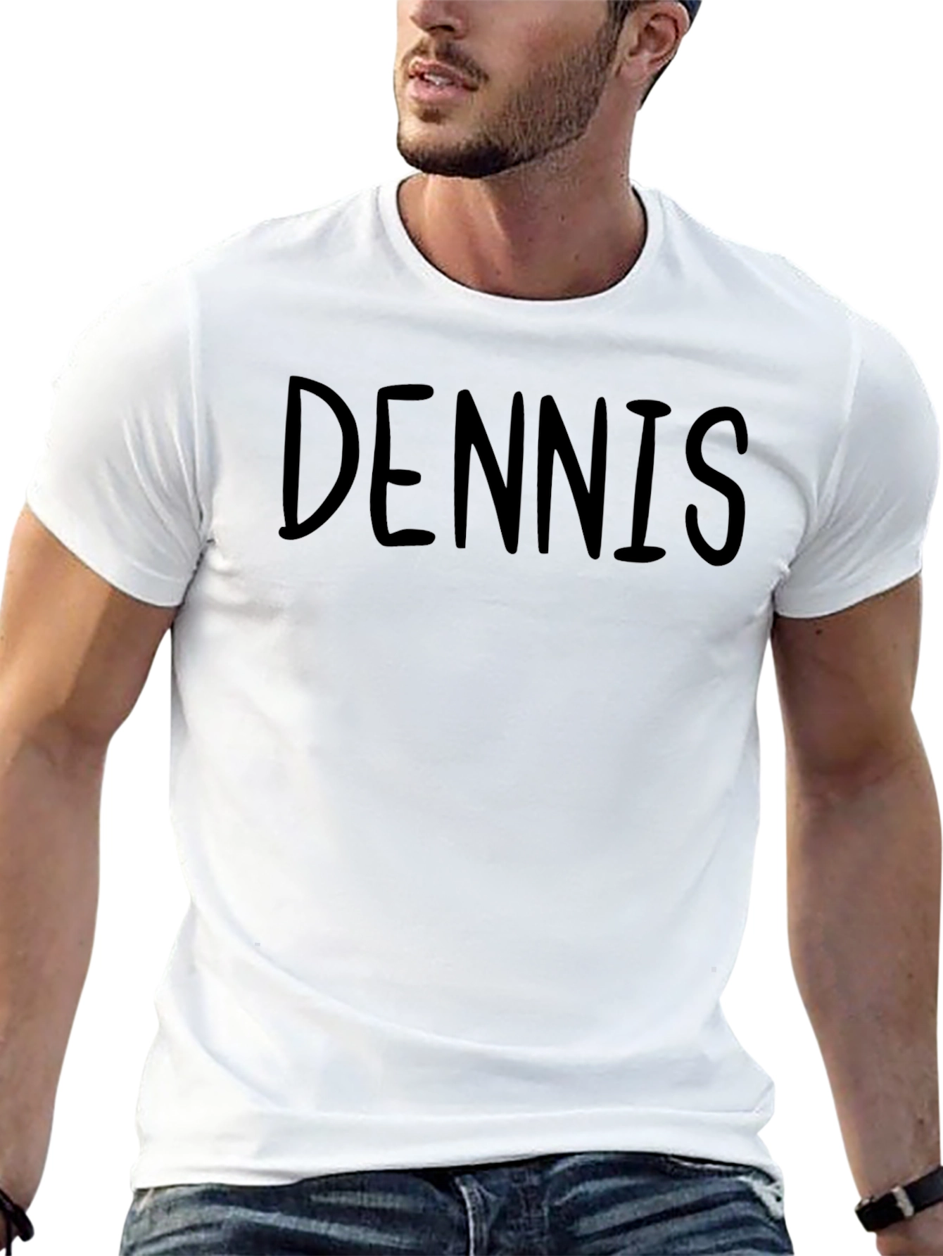 DENNIS Bold Text Crew Neck T-Shirt