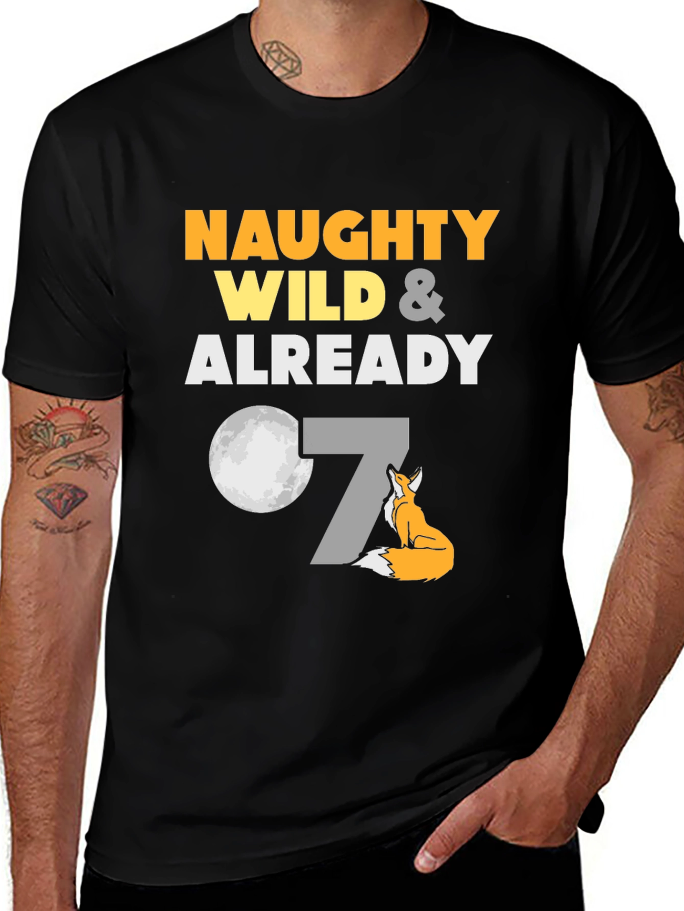 Naughty Wild & Already 7 Fox Birthday T-Shirt