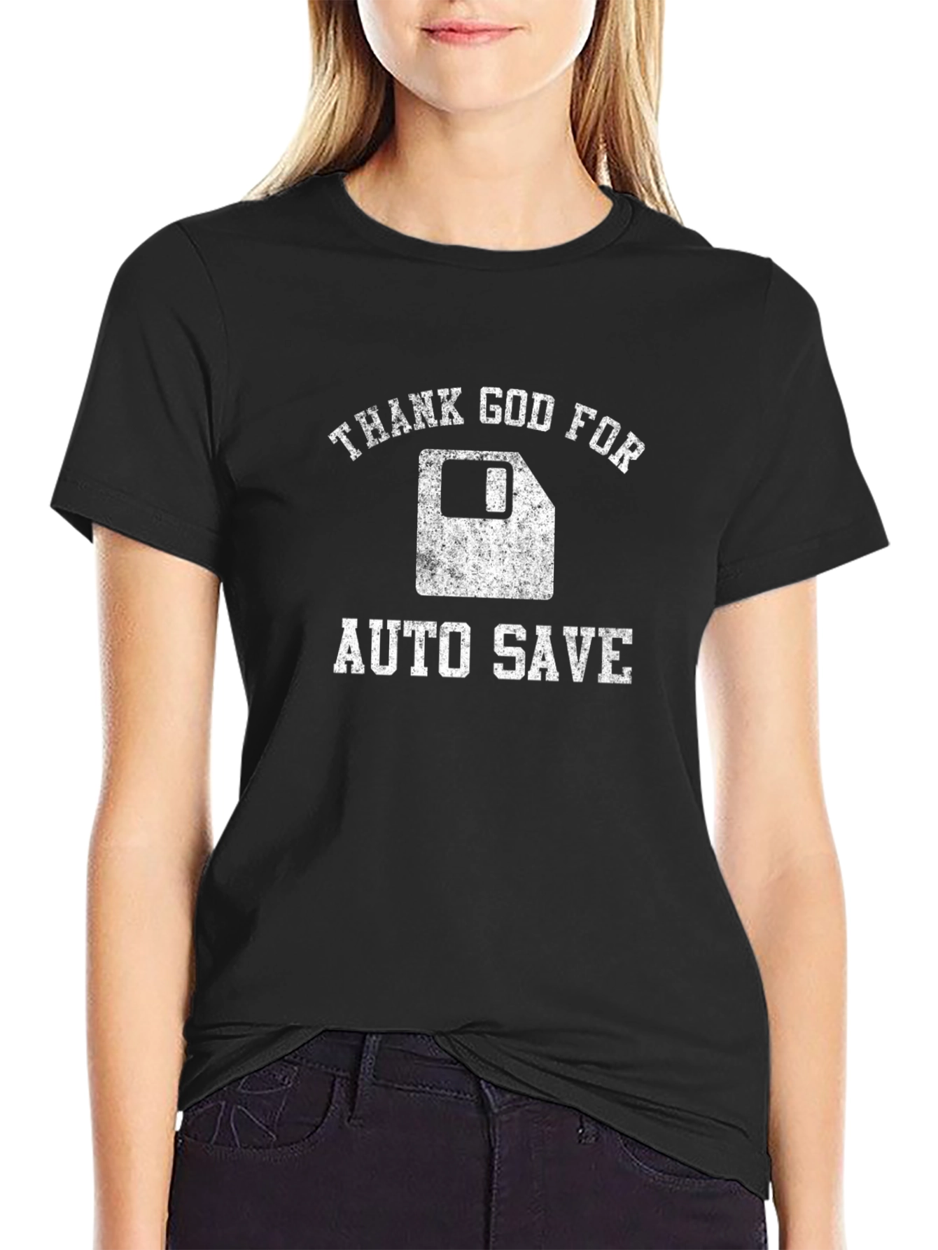 Thank God for Auto Save Black Graphic Tee