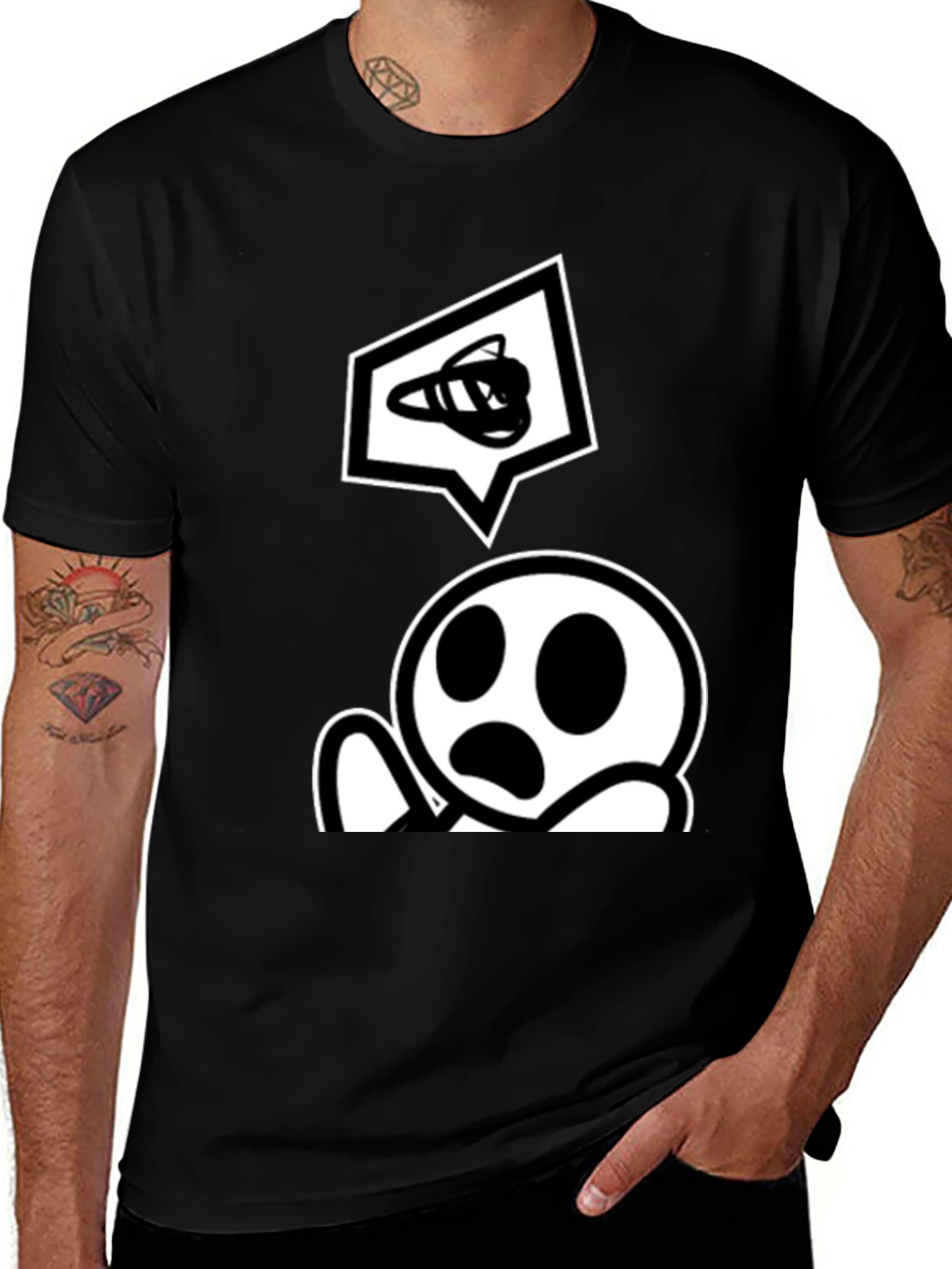 Cartoon Graphic T-Shirt - Classic Black Tee