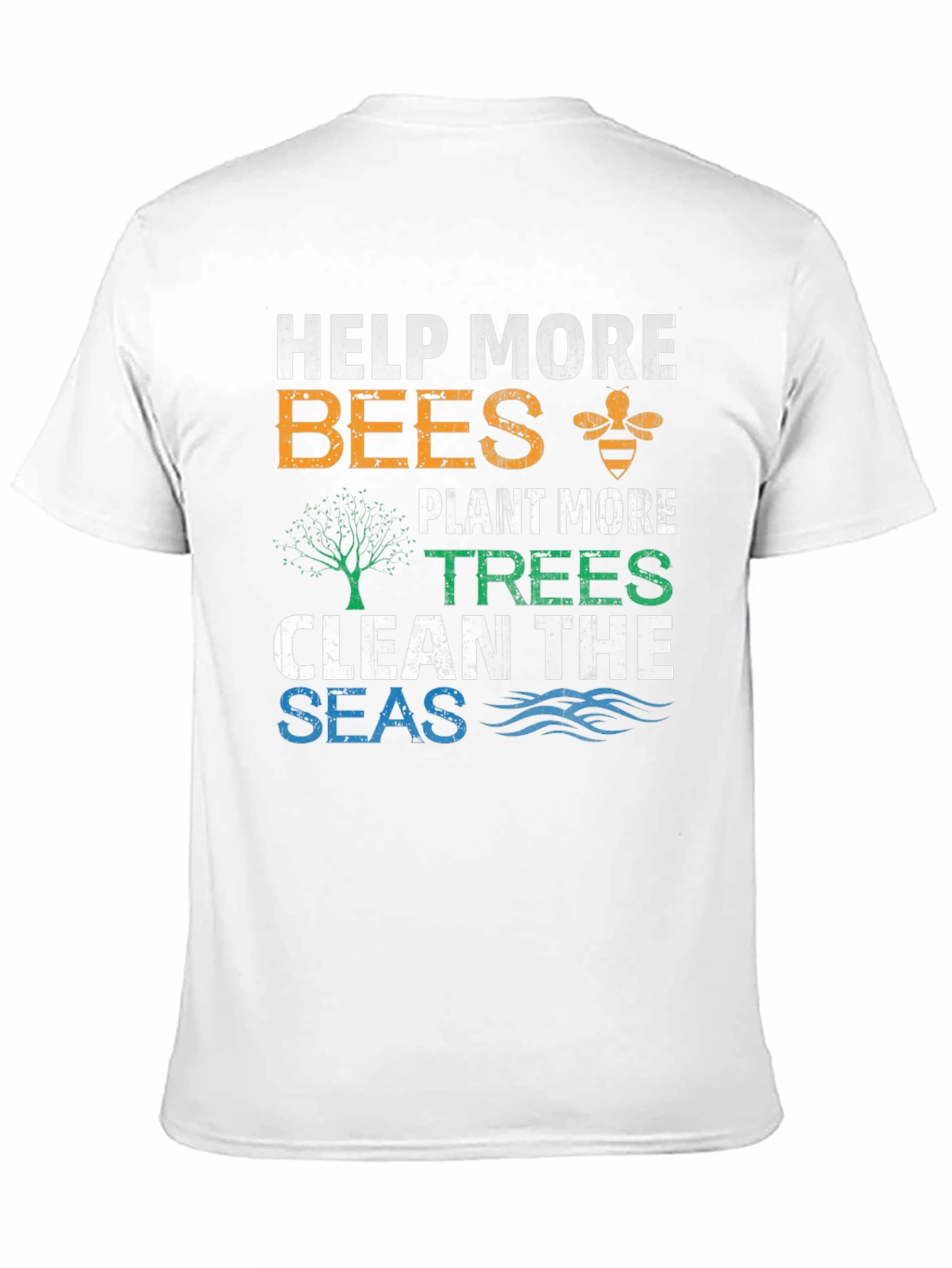 Eco-Friendly Graphic Tee: Help Bees Plant Trees Clean Seas