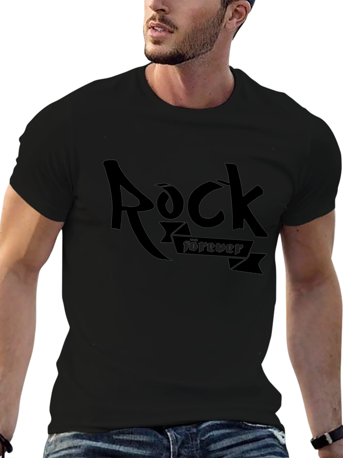 Rock Forever Black Graphic T-Shirt