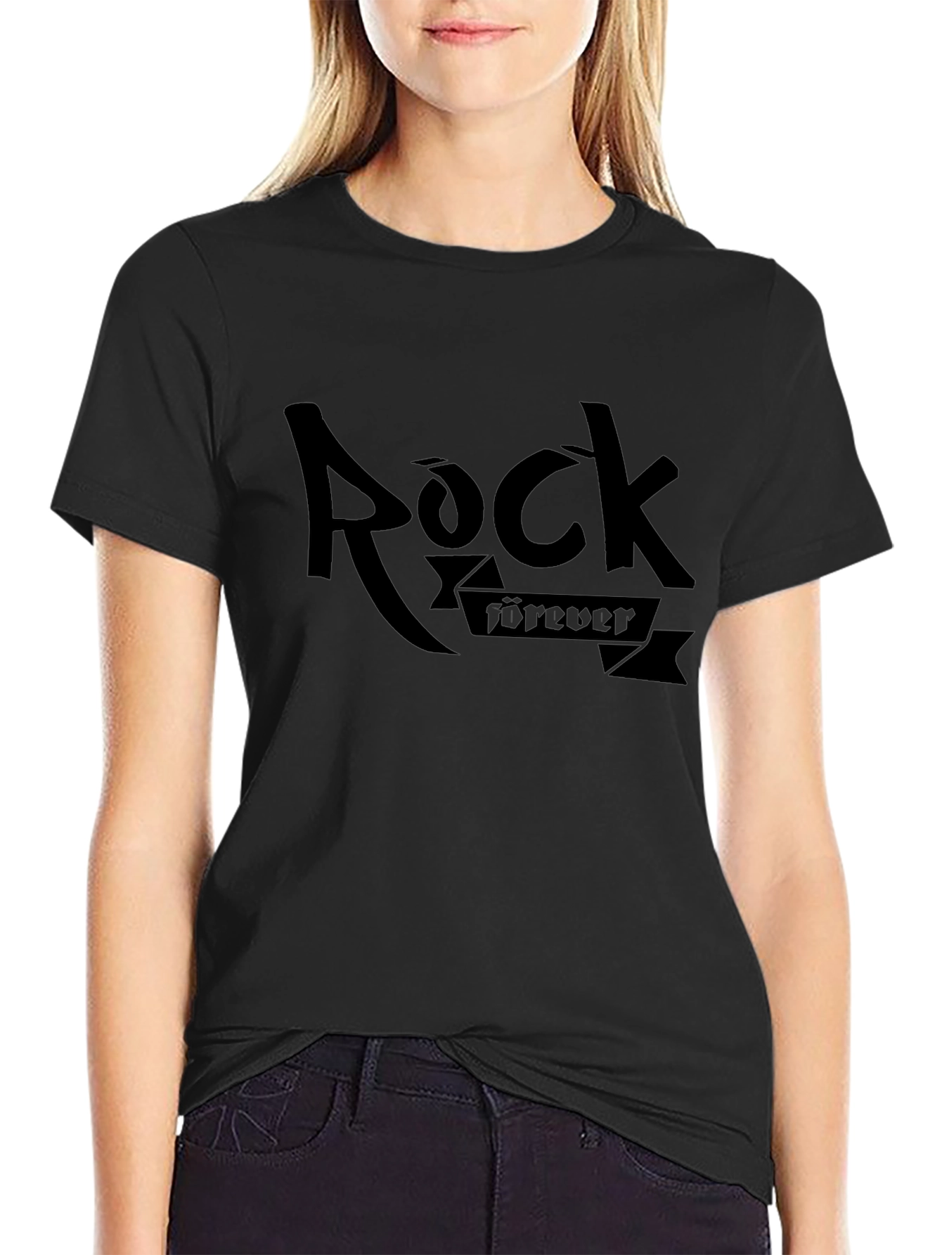 Rock Forever Black Graphic T-Shirt