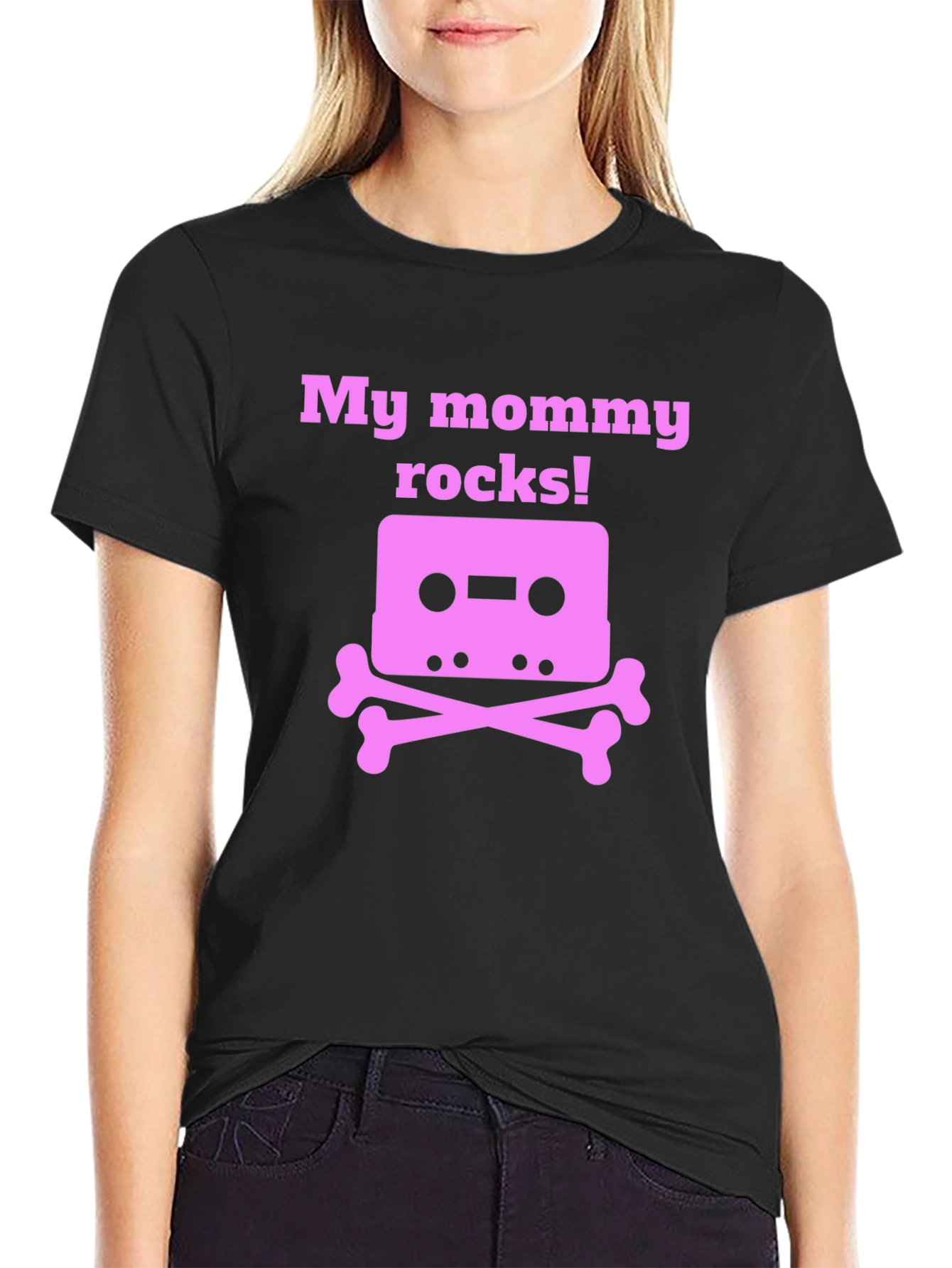 My Mommy Rocks T-Shirt - Cassette Skull Design