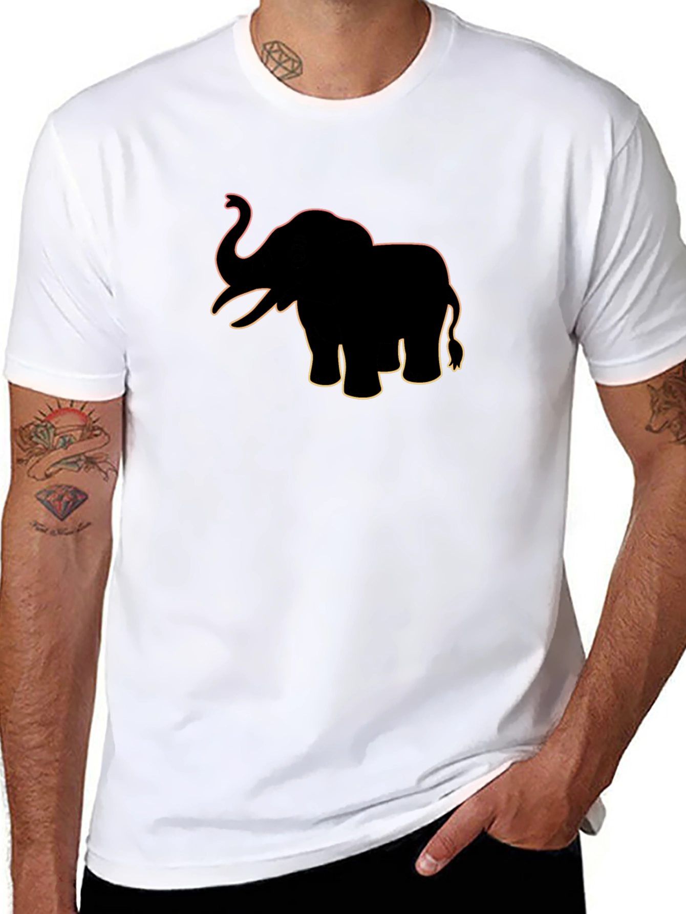 Elephant Graphic Print Black T-Shirt