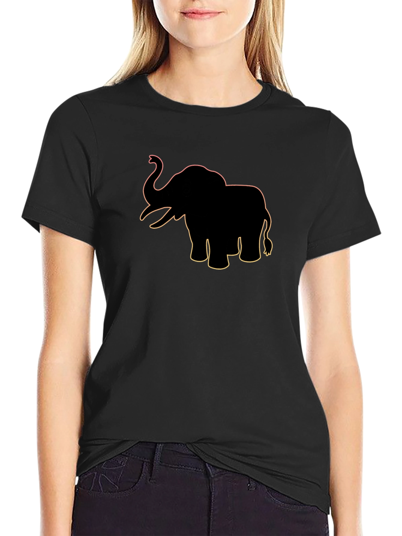 Elephant Graphic Print Black T-Shirt