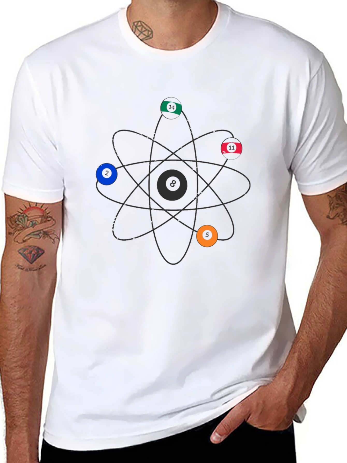 Atom Billiard Balls T-Shirt - Science Pool Graphic Tee