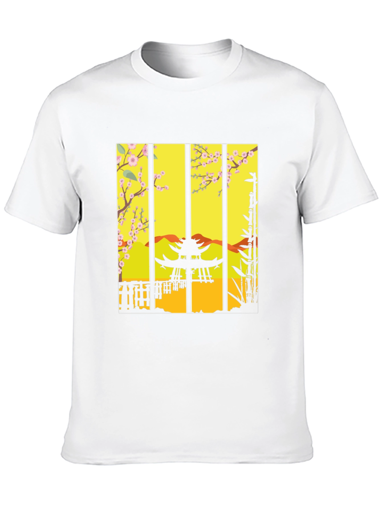 Zen Garden T-Shirt: Japanese Pagoda Blossom Design