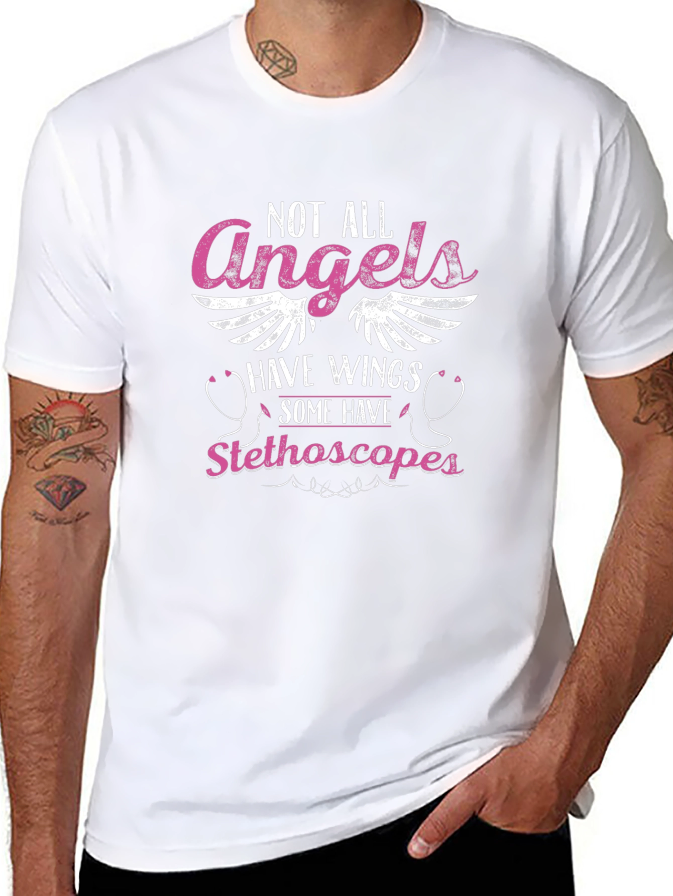 Not All Angels Stethoscope Graphic T-Shirt
