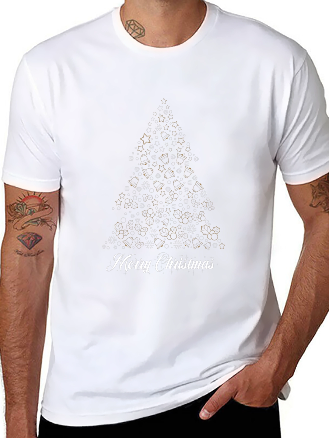 Merry Christmas Tree Graphic Tee - Holiday Celebration Shirt