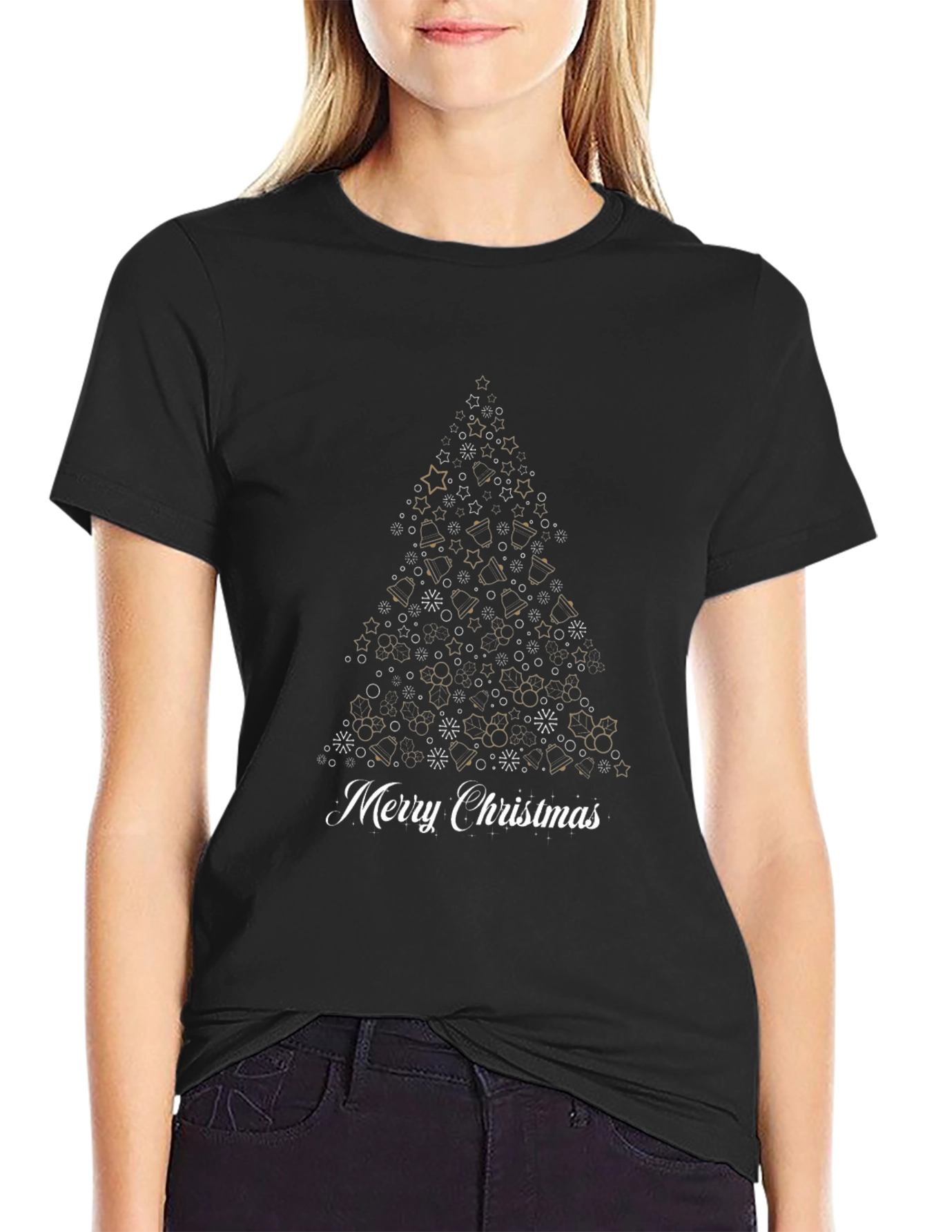 Merry Christmas Tree Graphic Tee - Holiday Celebration Shirt