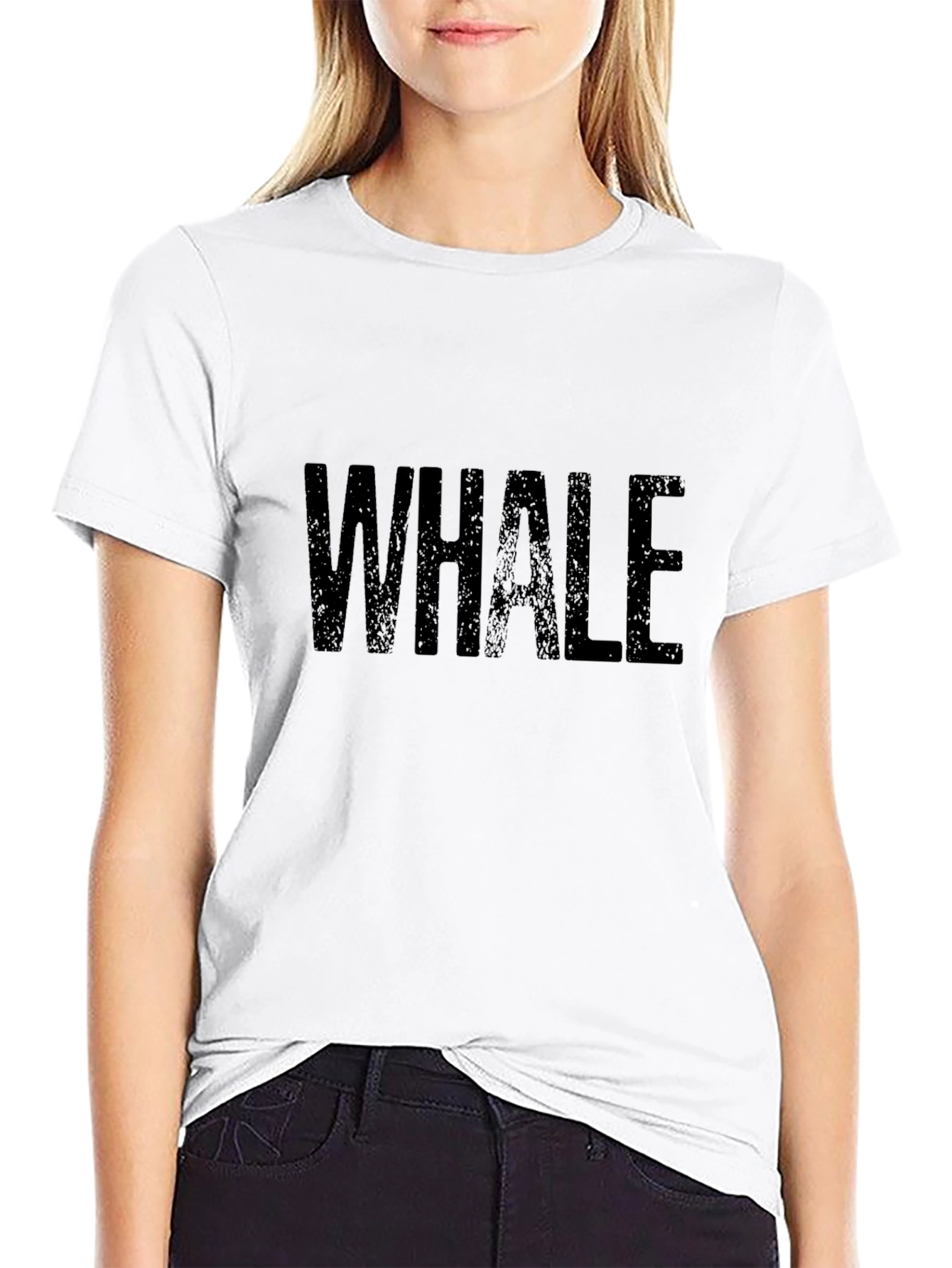 Whale Graphic Tee - Black Cotton T-Shirt