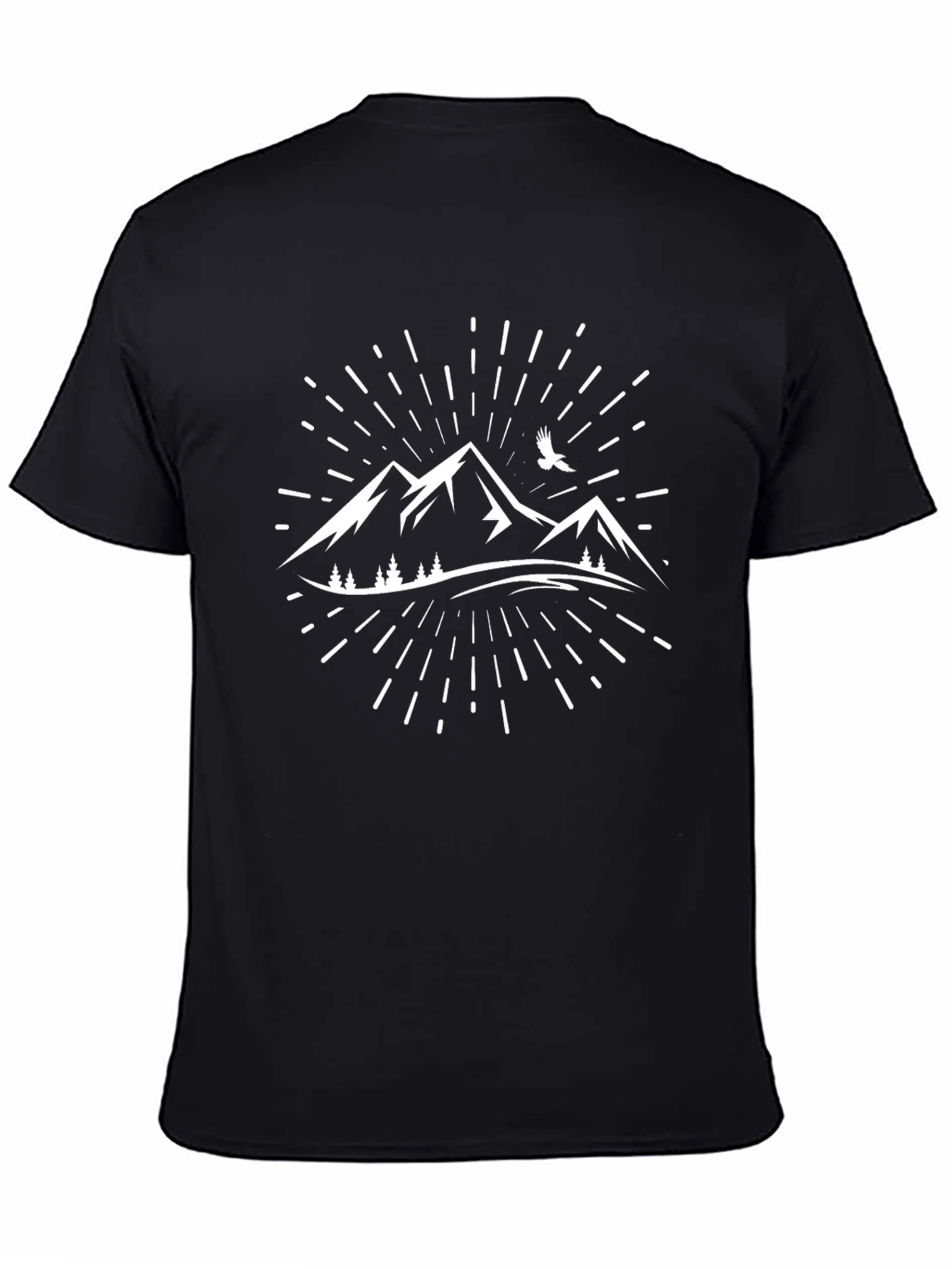 Mountains Graphic Tee - Black Cotton T-Shirt
