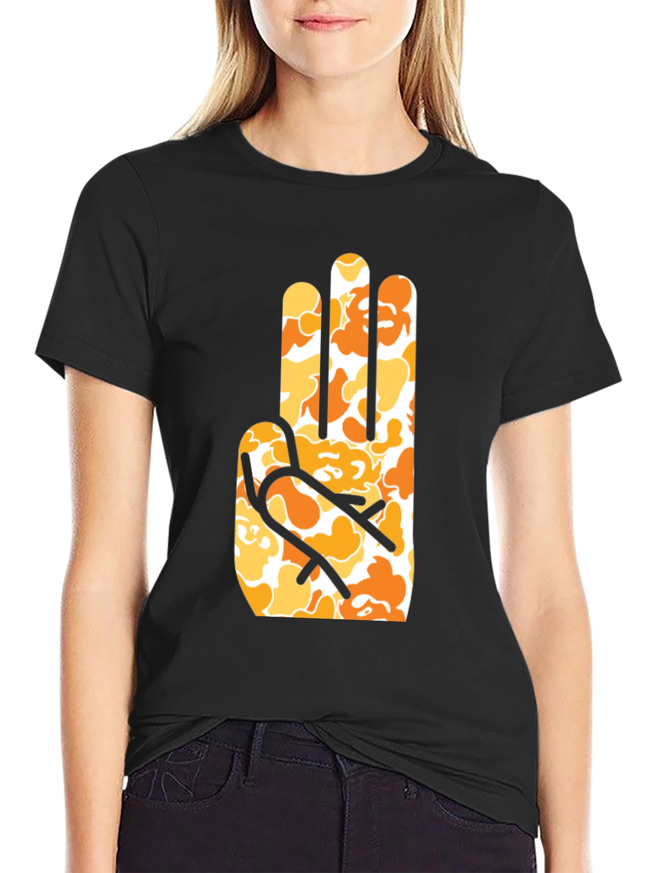 Abstract Hand Print Black T-Shirt