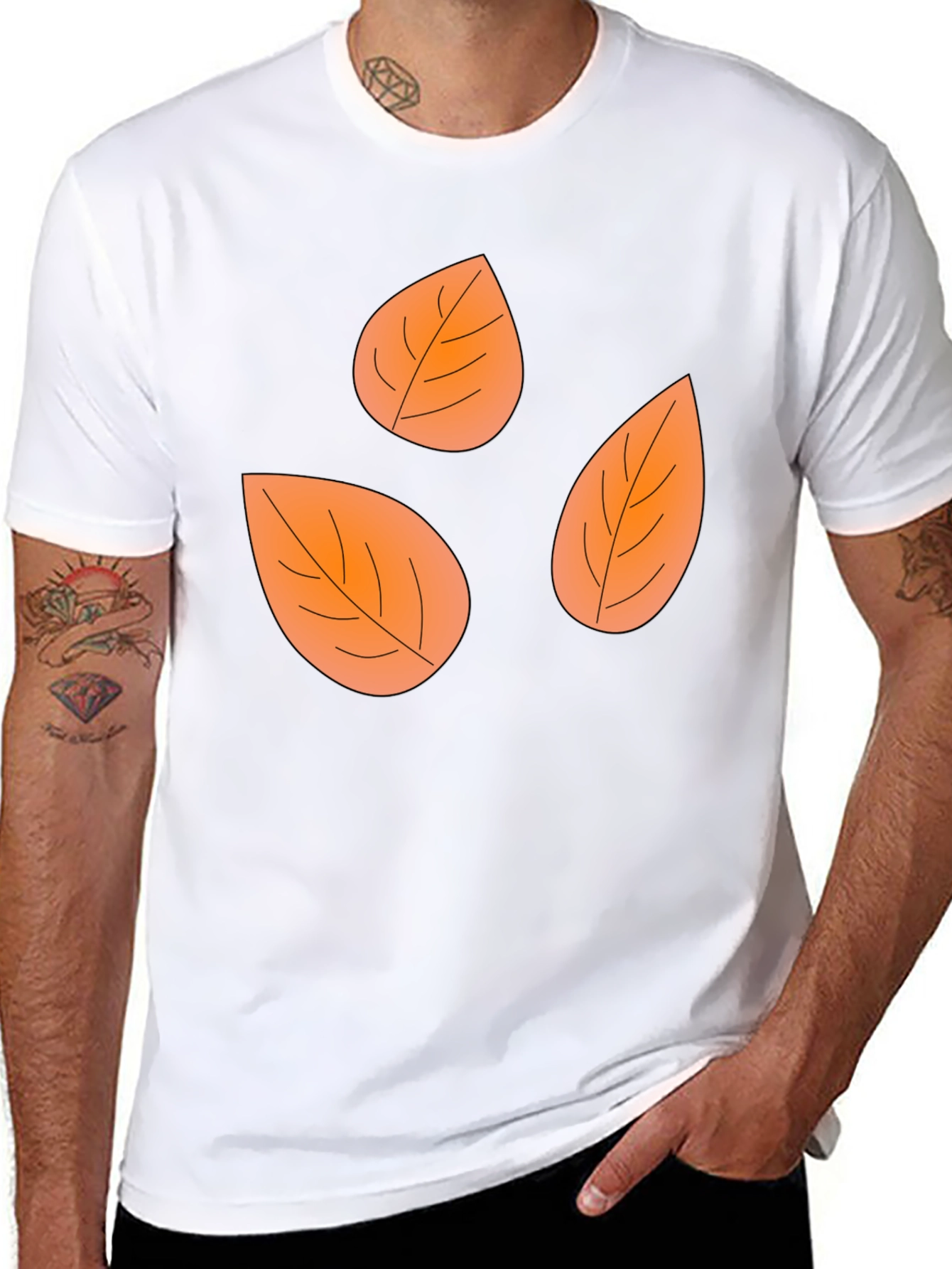 Fall Leaves Black Graphic Tee Shirt