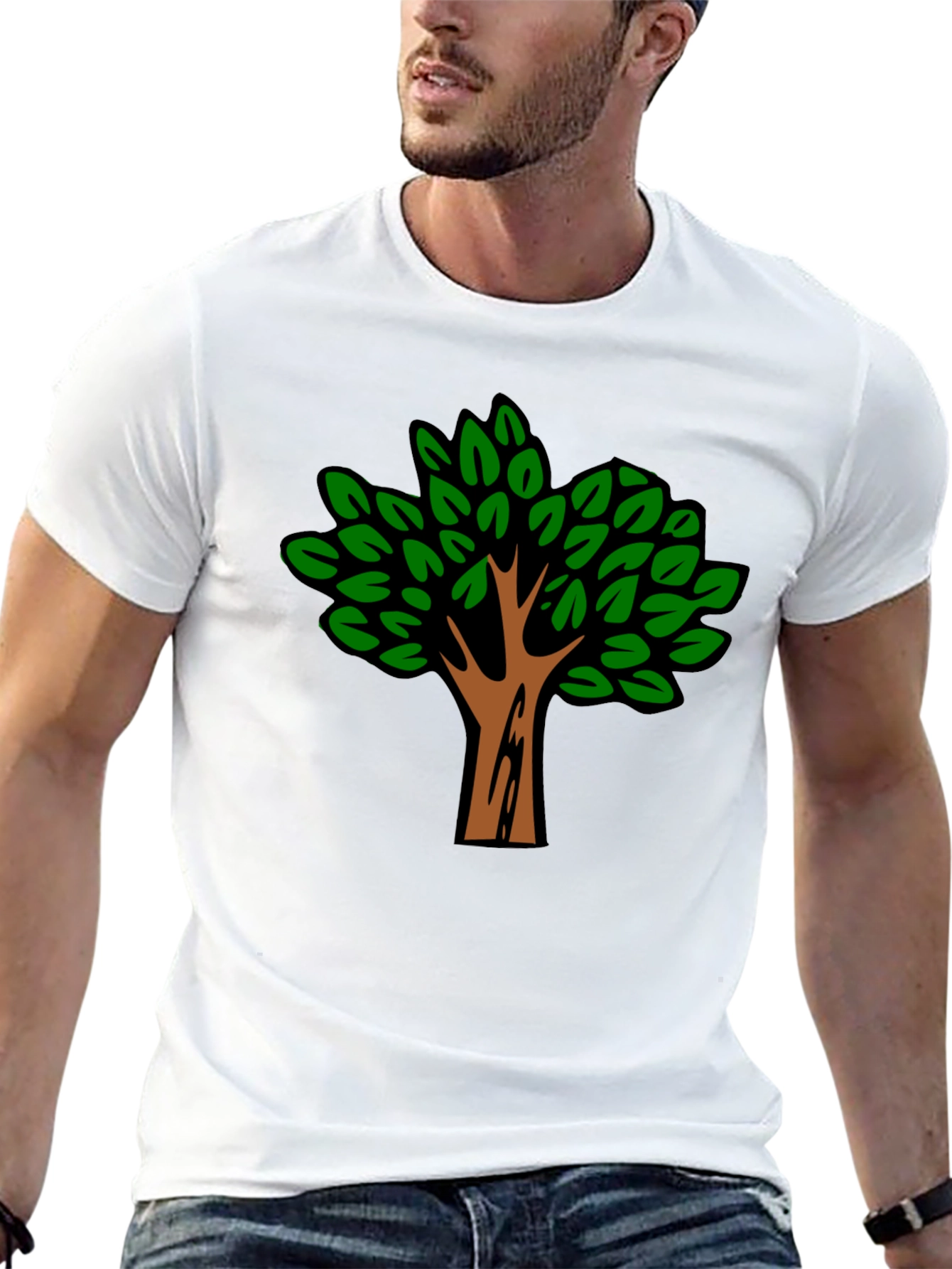 Nature Tree Graphic Print Black T-Shirt