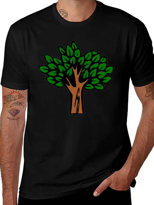 Nature Tree Graphic Print Black T-Shirt