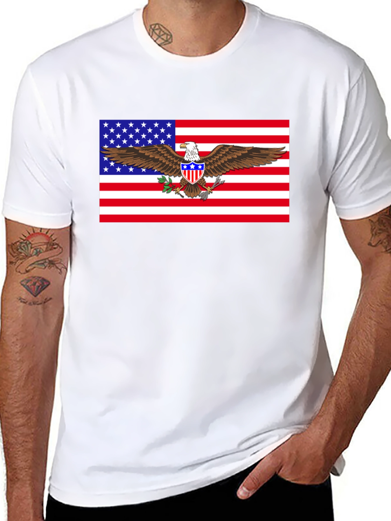 American Flag Eagle Graphic T-Shirt