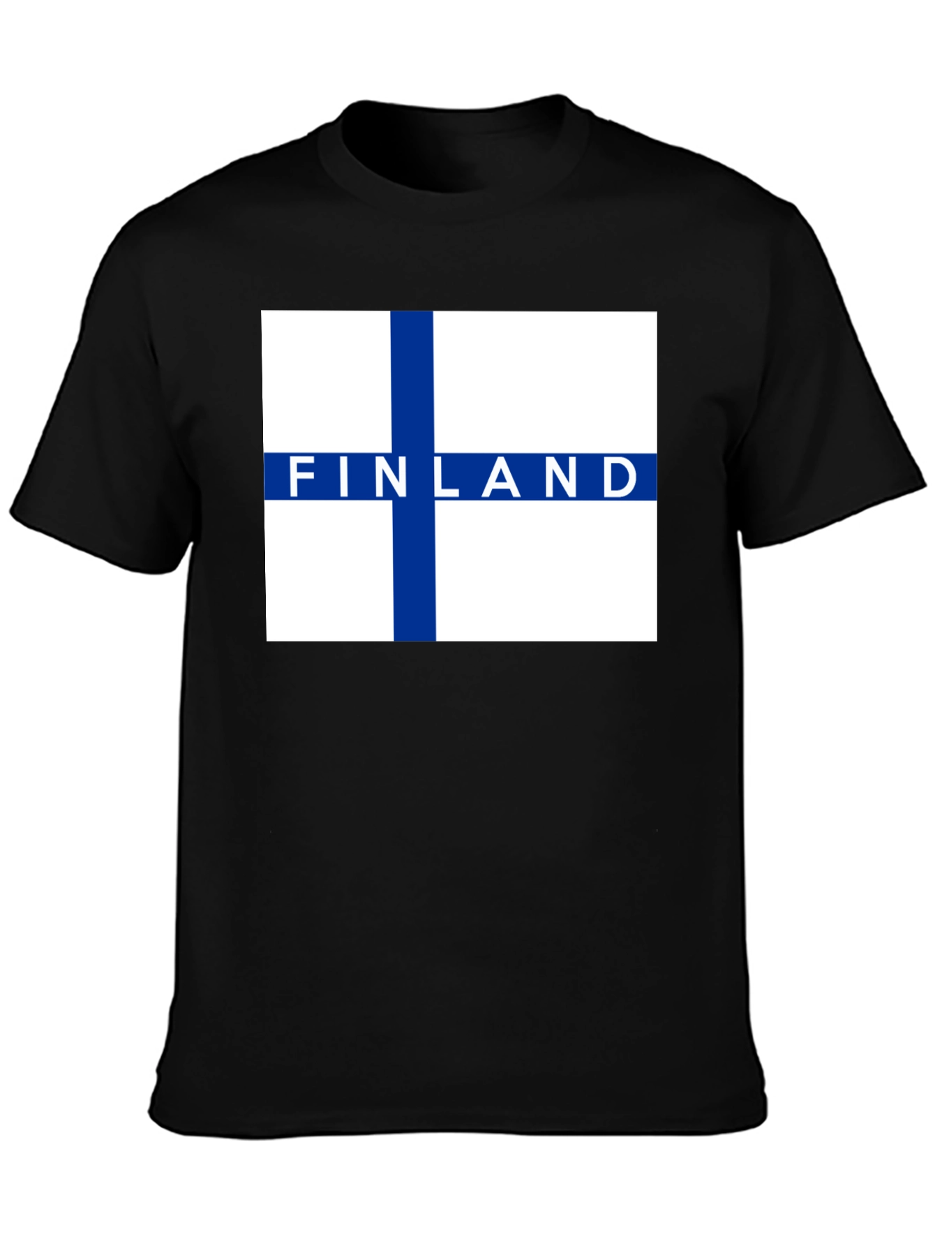 Finland Flag Graphic Tee - Black Cotton Casual T-Shirt