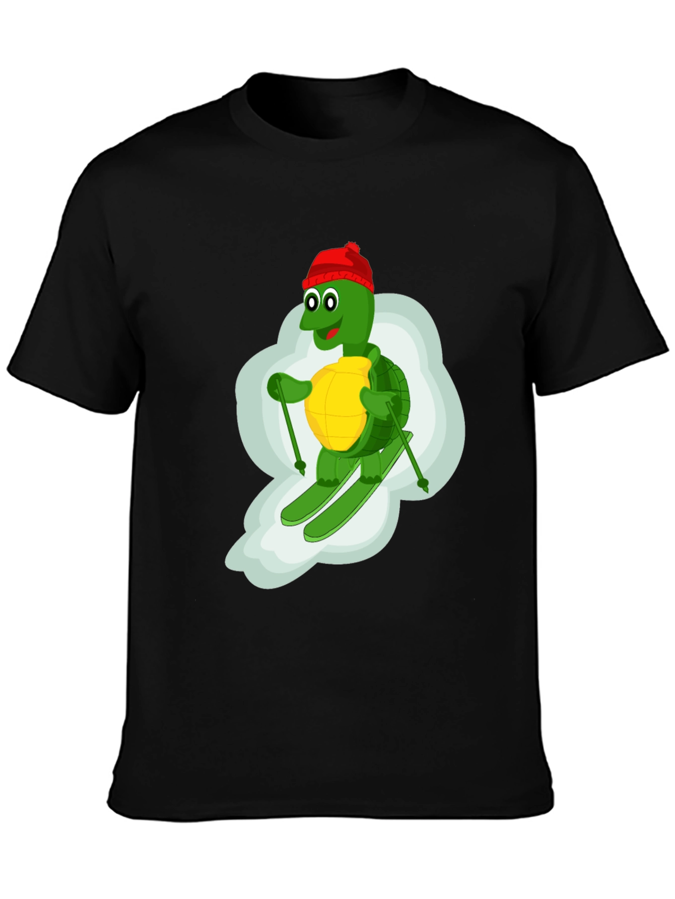 Skiing Turtle T-Shirt - Fun Cartoon Graphic Tee