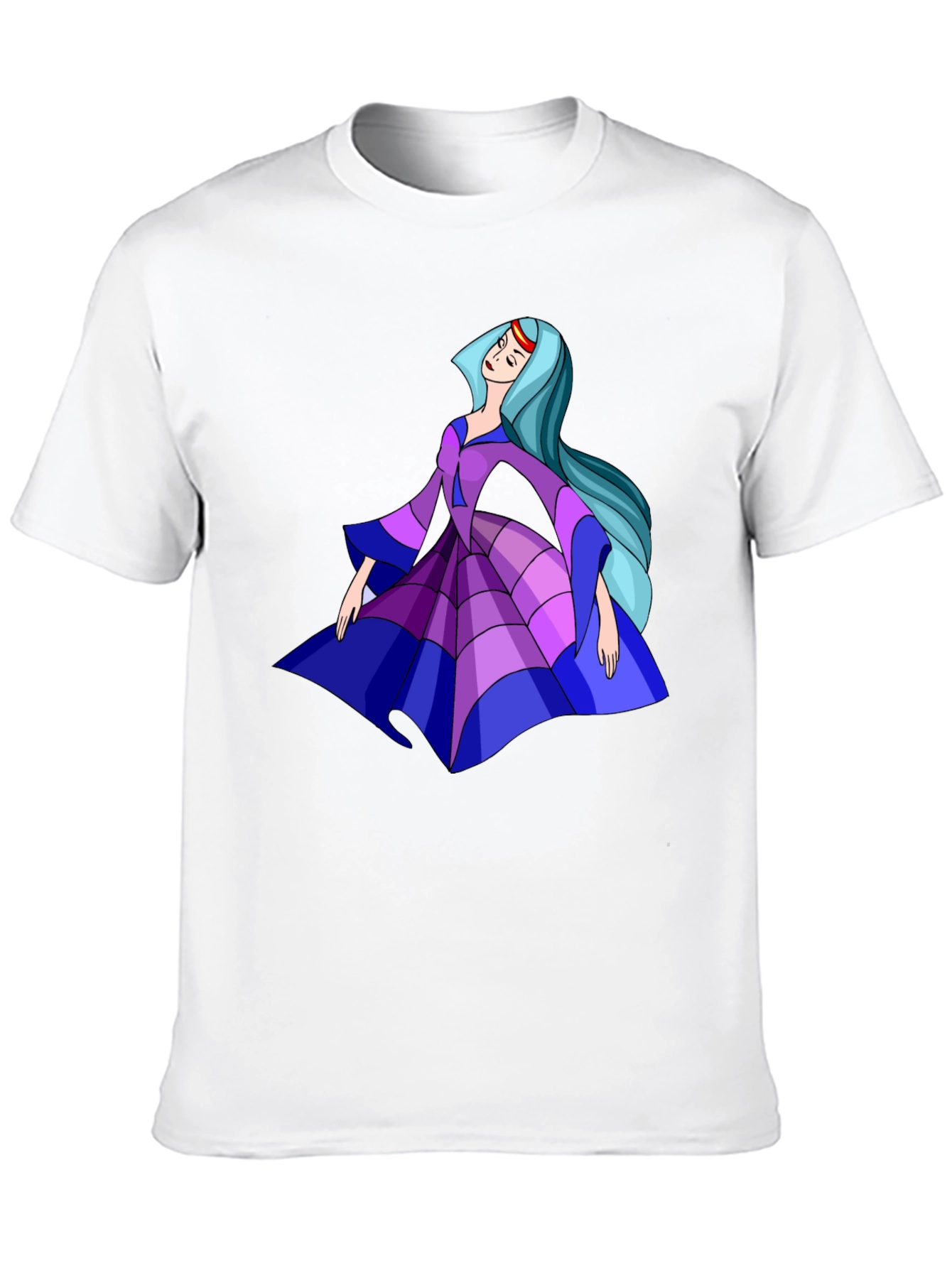 Cartoon Princess Graphic Tee - Black Cotton Casual Shirt