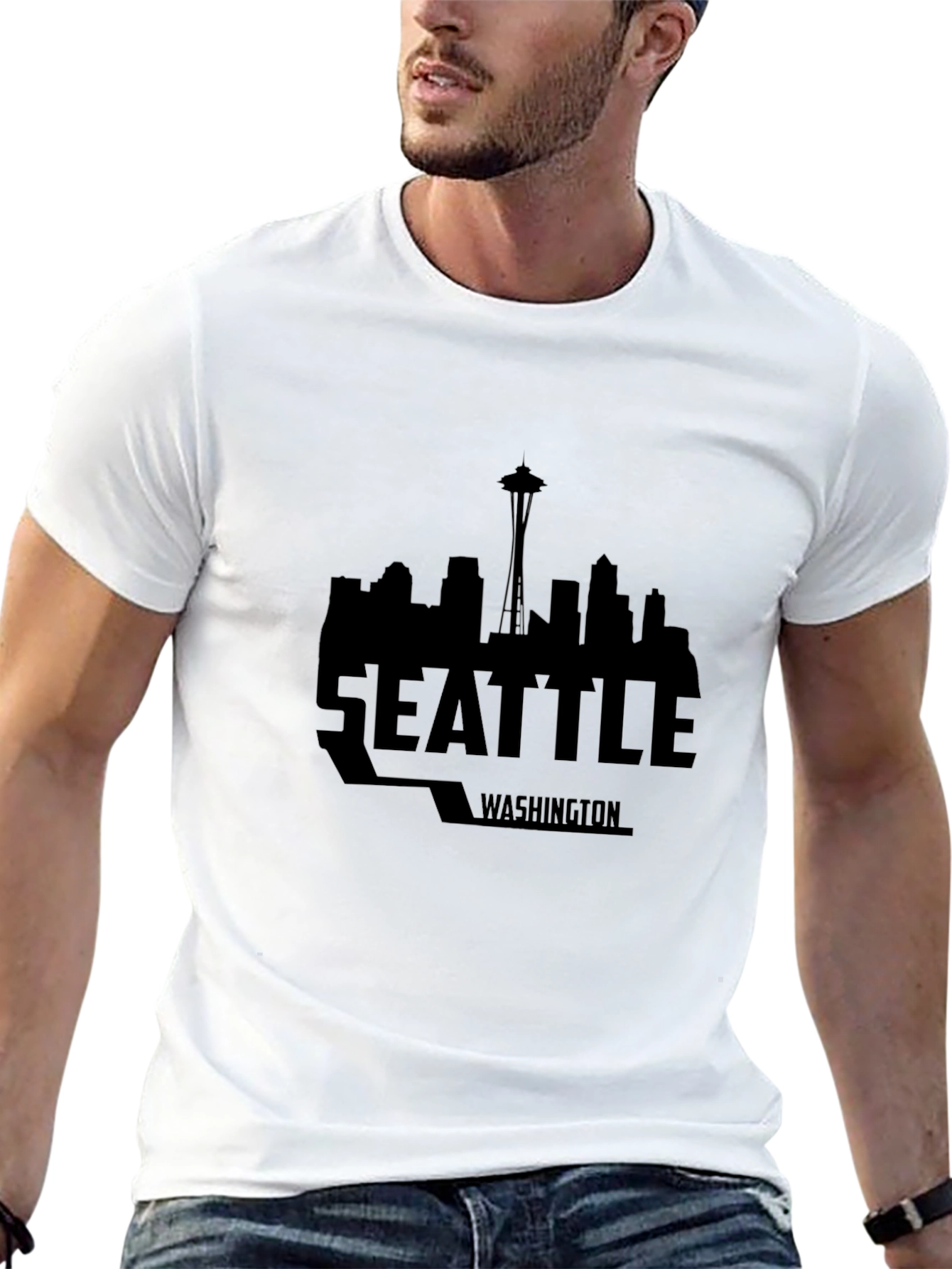 Seattle Skyline Black T-Shirt