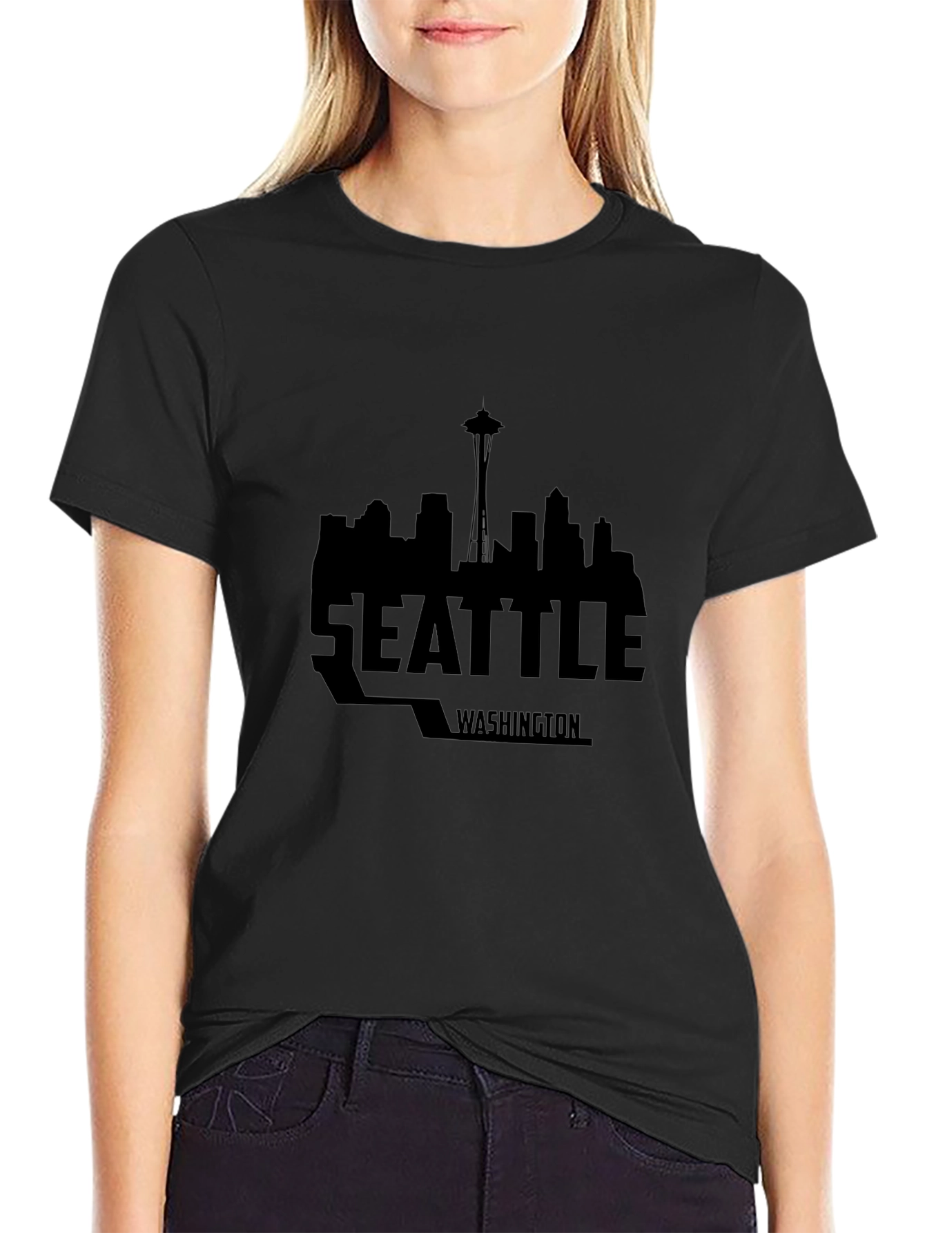 Seattle Skyline Black T-Shirt