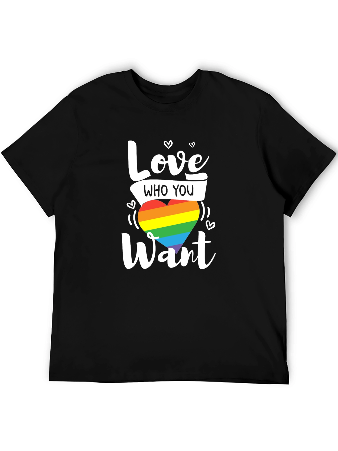 Love Who You Want Rainbow Heart Graphic T-Shirt