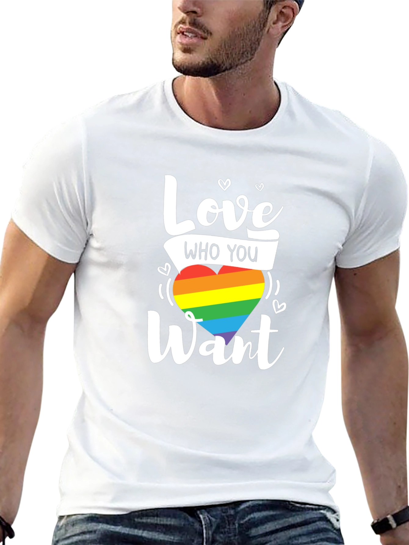 Love Who You Want Rainbow Heart Graphic T-Shirt