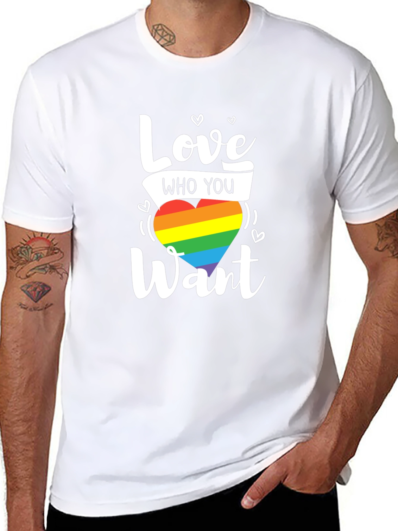 Love Who You Want Rainbow Heart Graphic T-Shirt