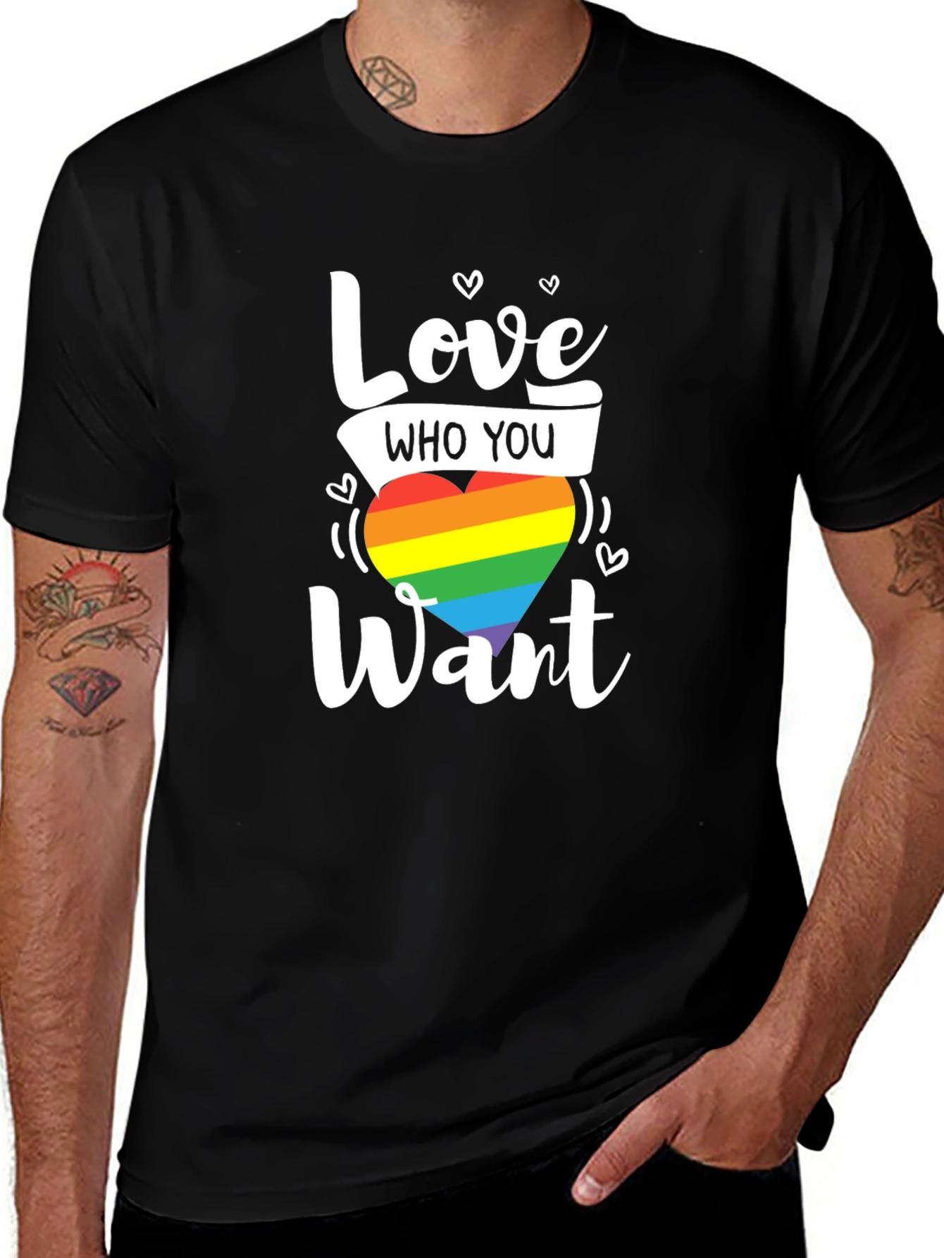 Love Who You Want Rainbow Heart Graphic T-Shirt