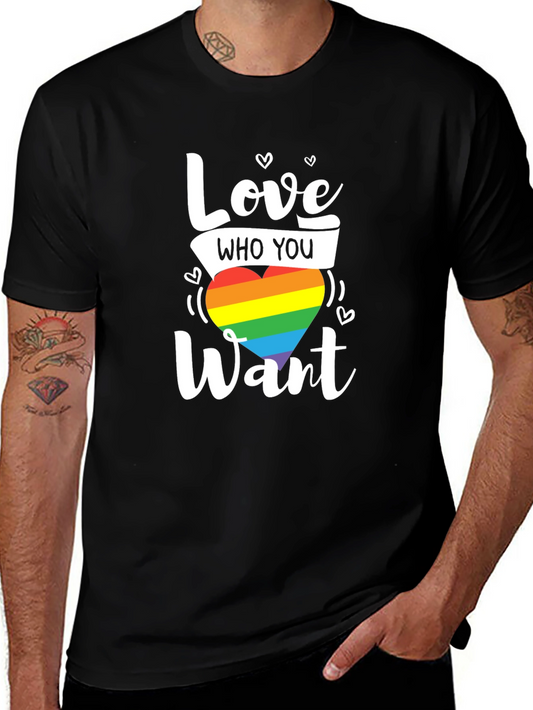 Love Who You Want Rainbow Heart Graphic T-Shirt
