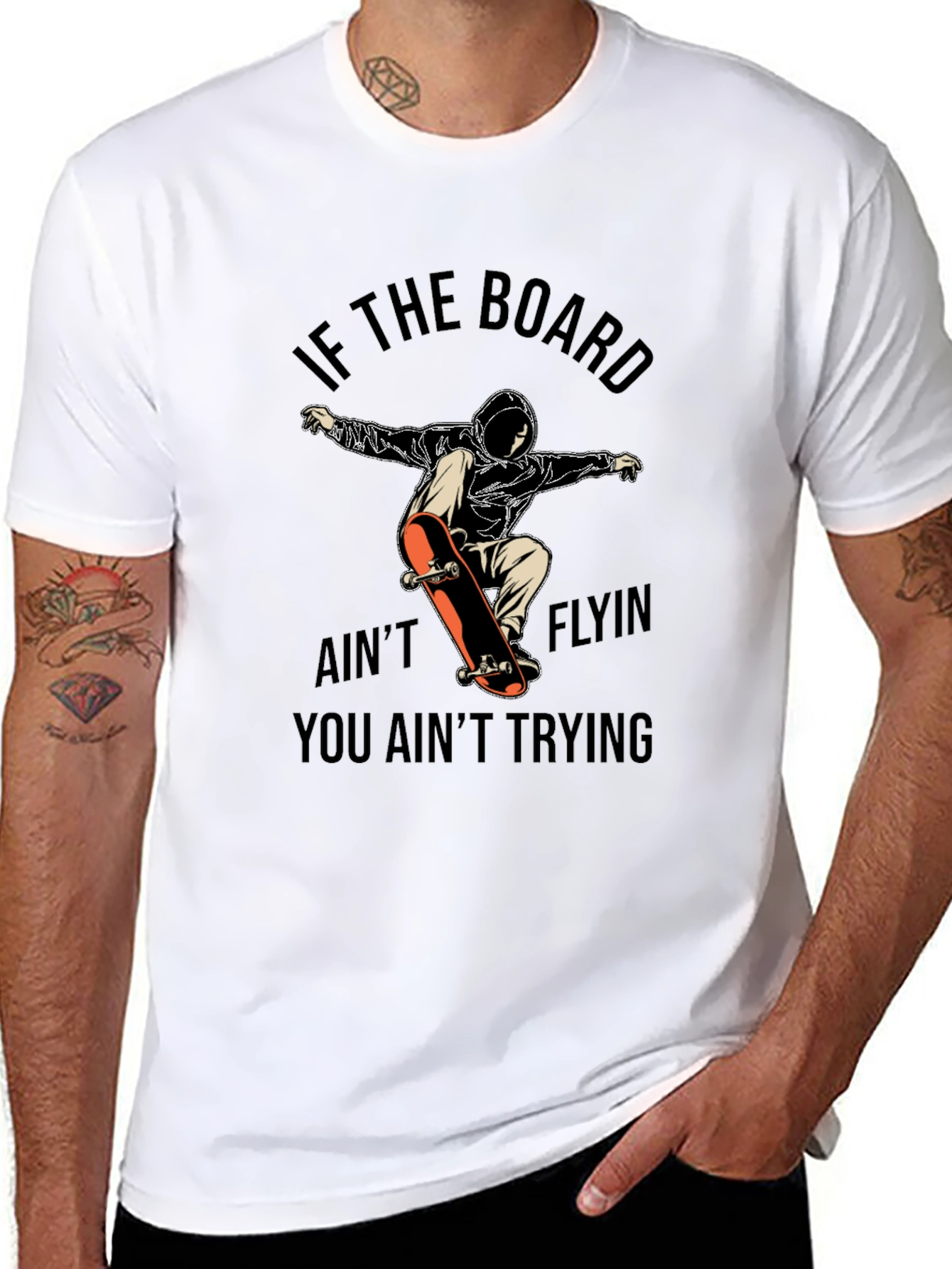 Skateboarder Graphic Tee - If the Board Aint Flyin