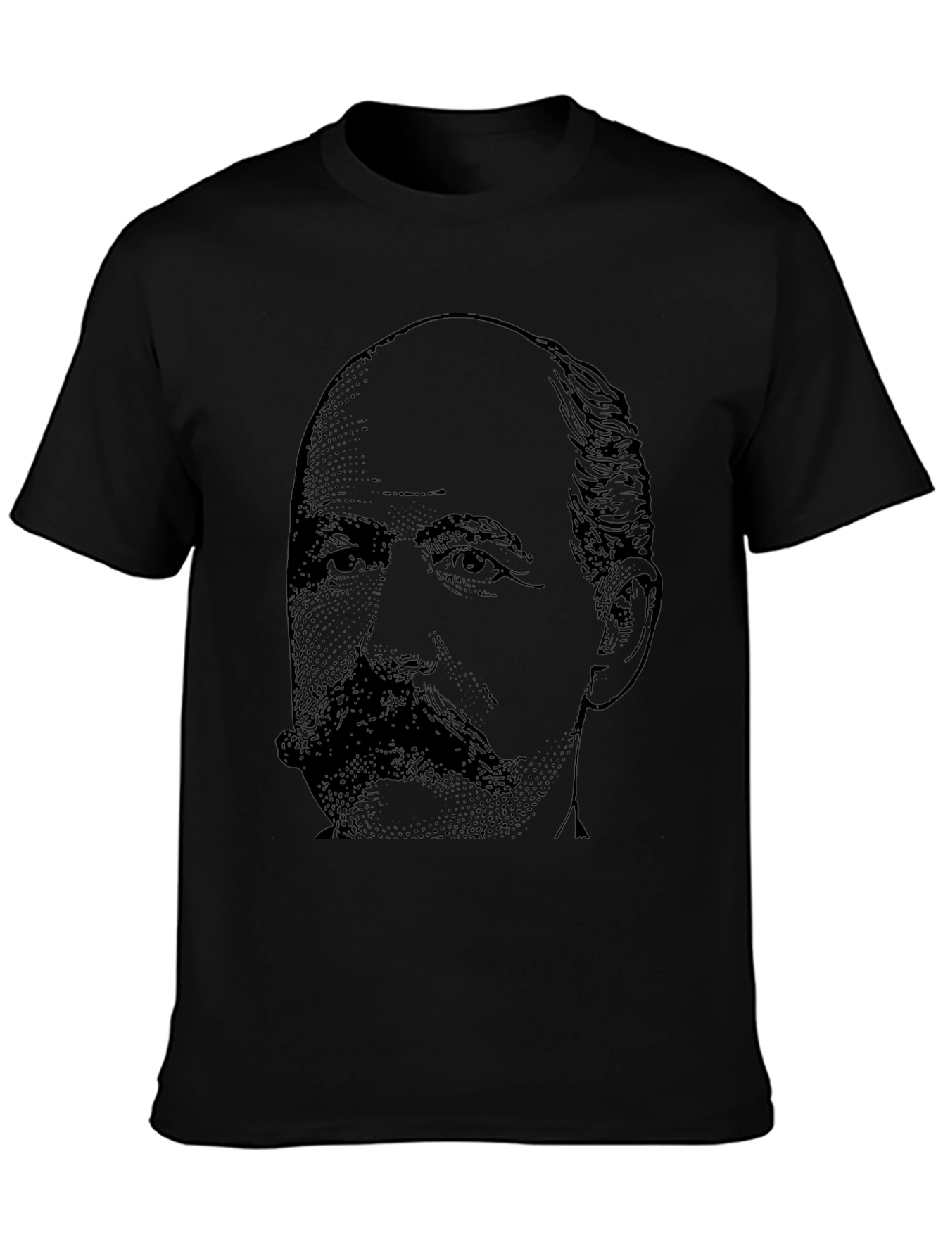 Black T-Shirt with Portrait Graphic
