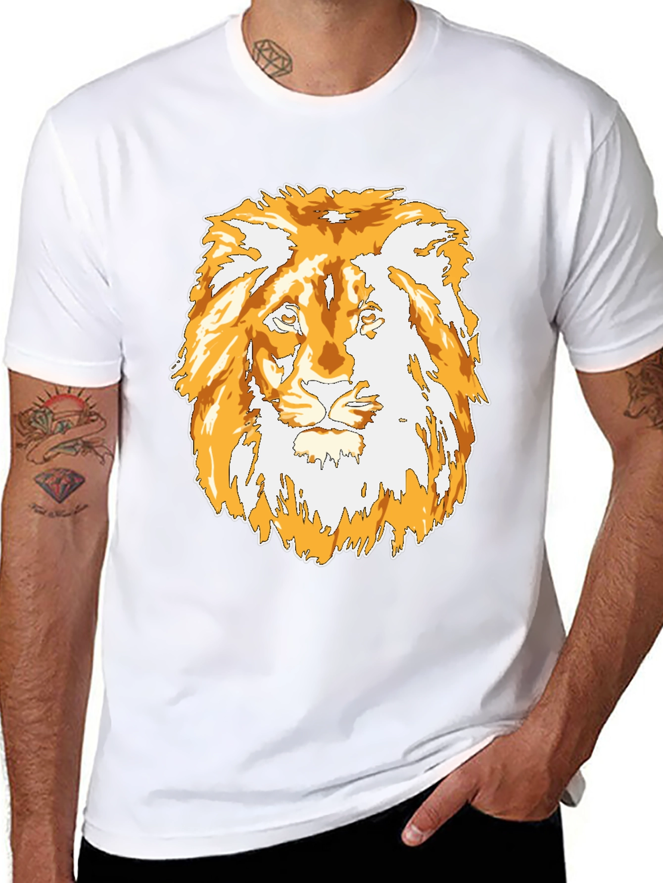 Lion Graphic Black T-Shirt - Mens Casual Tee
