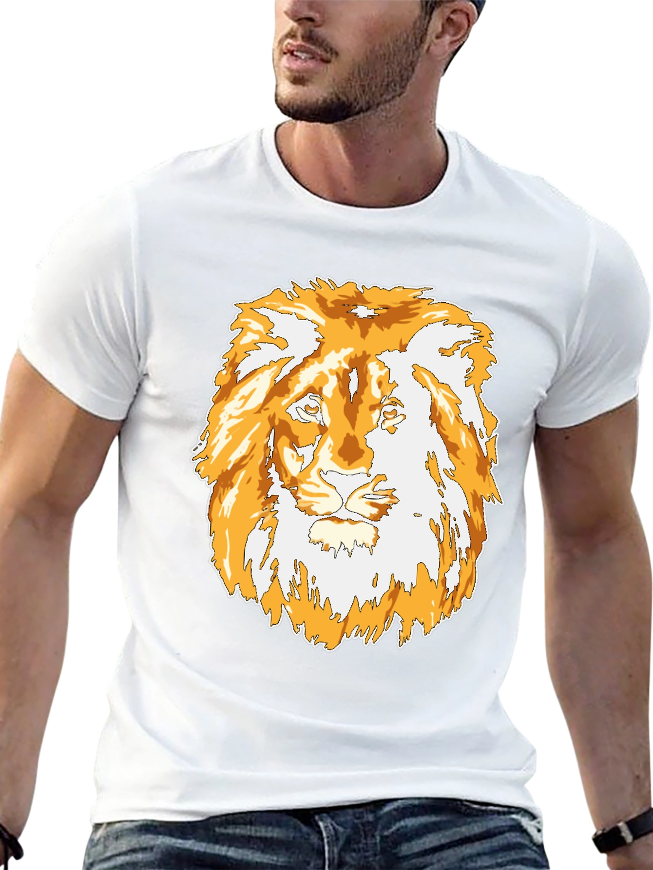 Lion Graphic Black T-Shirt - Mens Casual Tee
