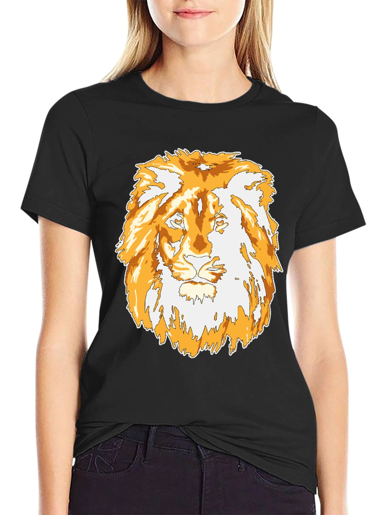 Lion Graphic Black T-Shirt - Mens Casual Tee