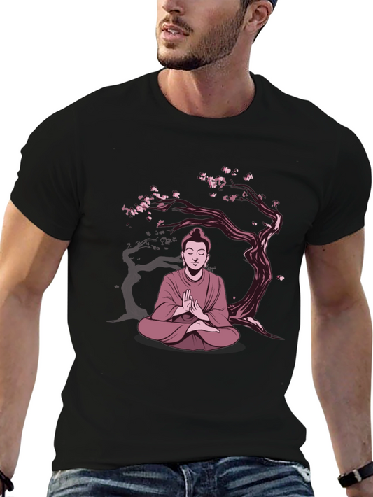 Buddha Under Sakura Tree Graphic Tee